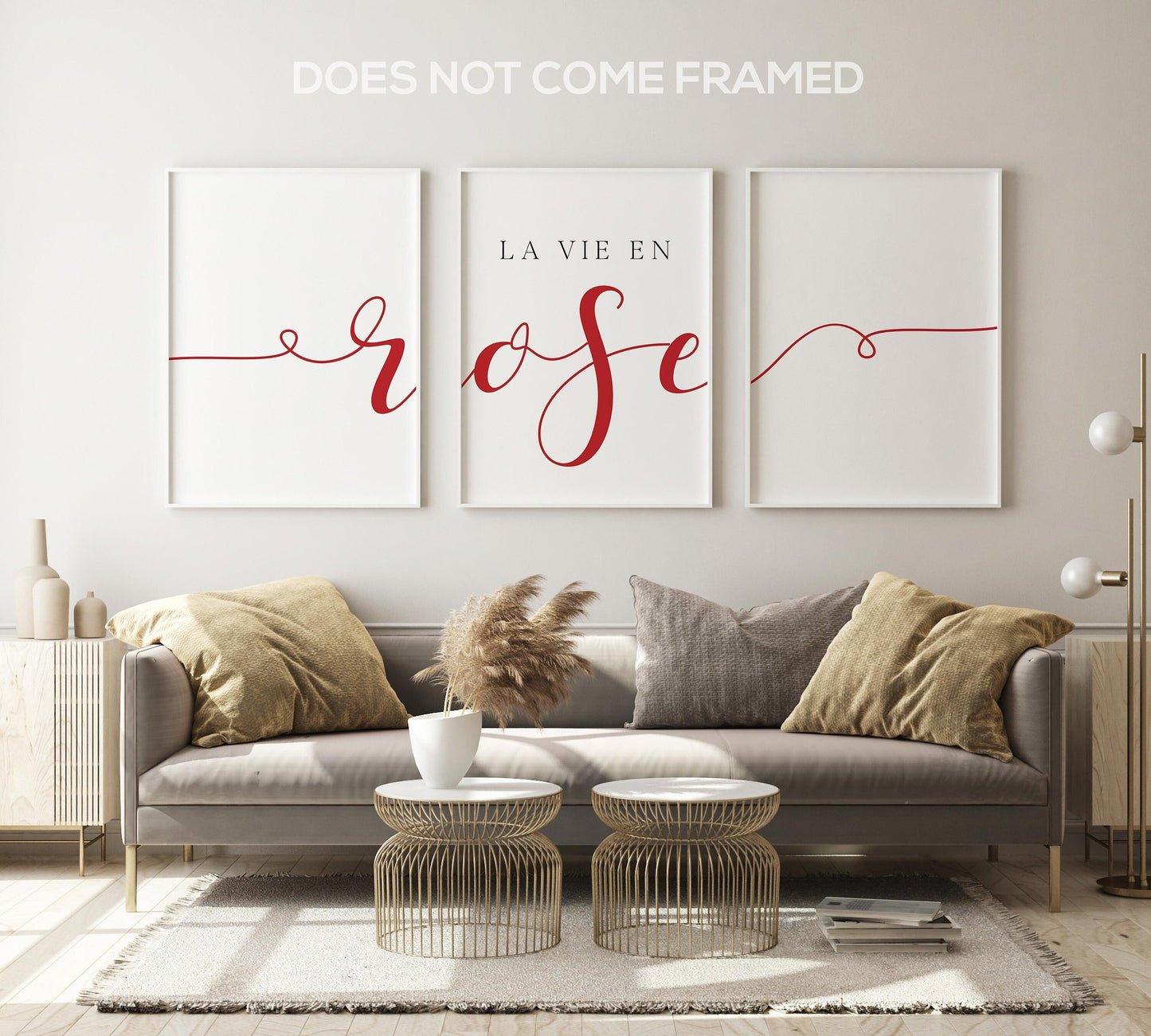 La Vie en Rose, 3 Piece Poster Print, Minimalist Art, Home Wall Decor, Multiple Sizes