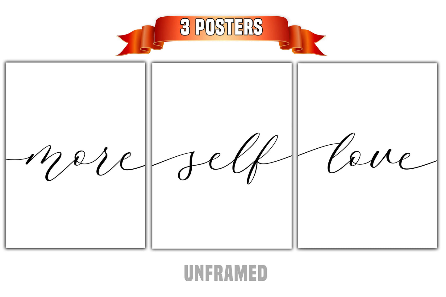 More Self Love, 3 Piece Poster Print, Minimalist Art, Home Wall Decor, Multiple Sizes