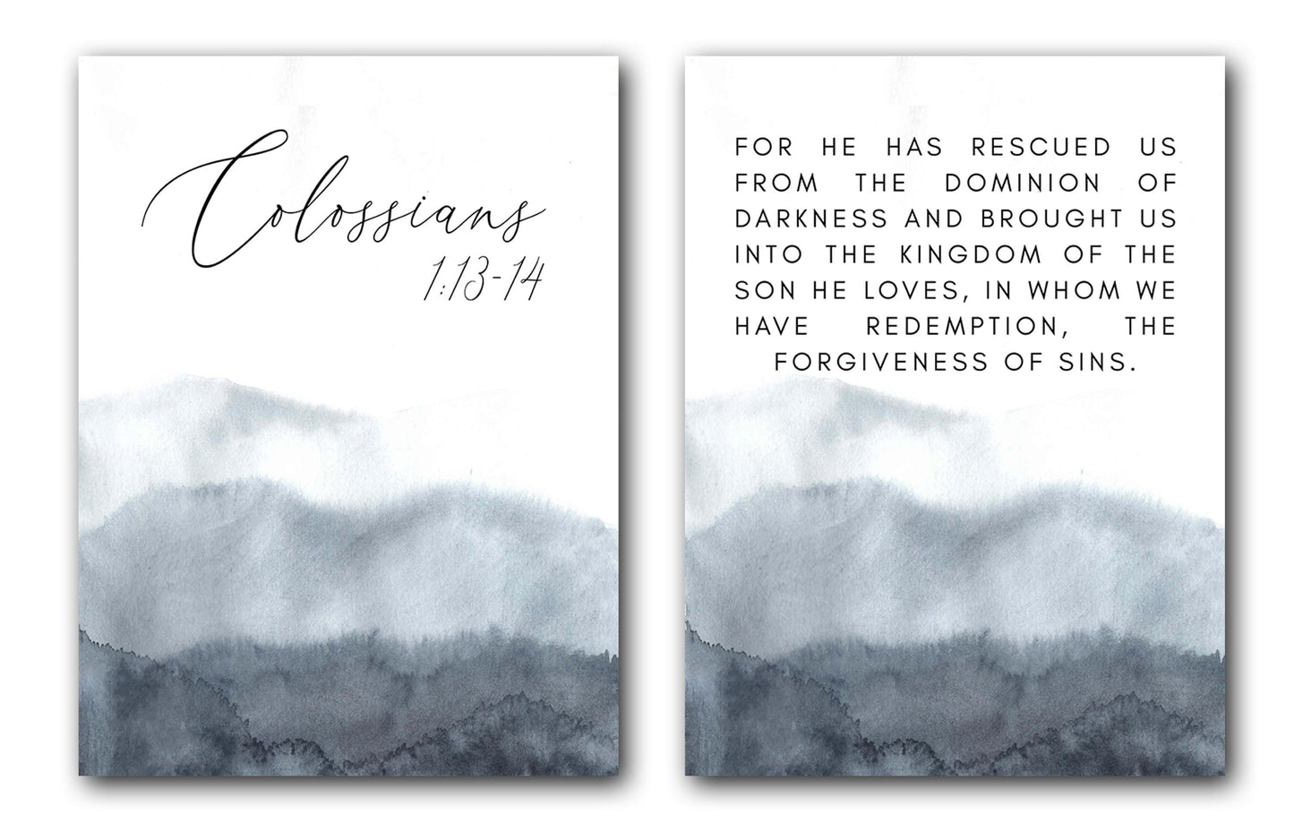 Colossians 1:13-14, Bible Verse Quote, Set of 2 Poster Prints, Home Wall Art Décor, Minimalist Prints, Multiple Sizes