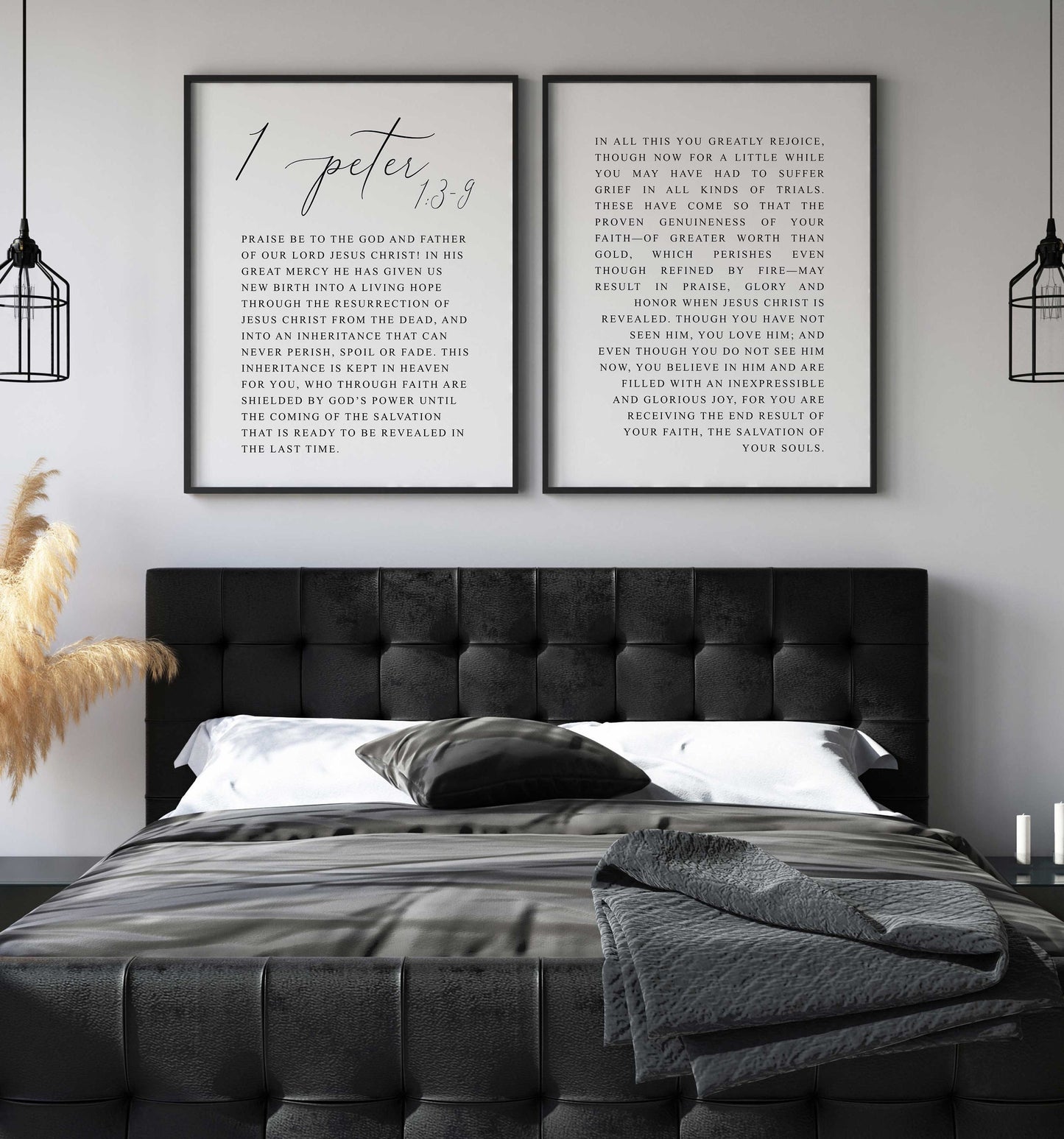 1 Peter 1:3-9, Bible Verse, Set of 2 Prints, Multiple Sizes, Home Wall Art Decor, Bible Quote