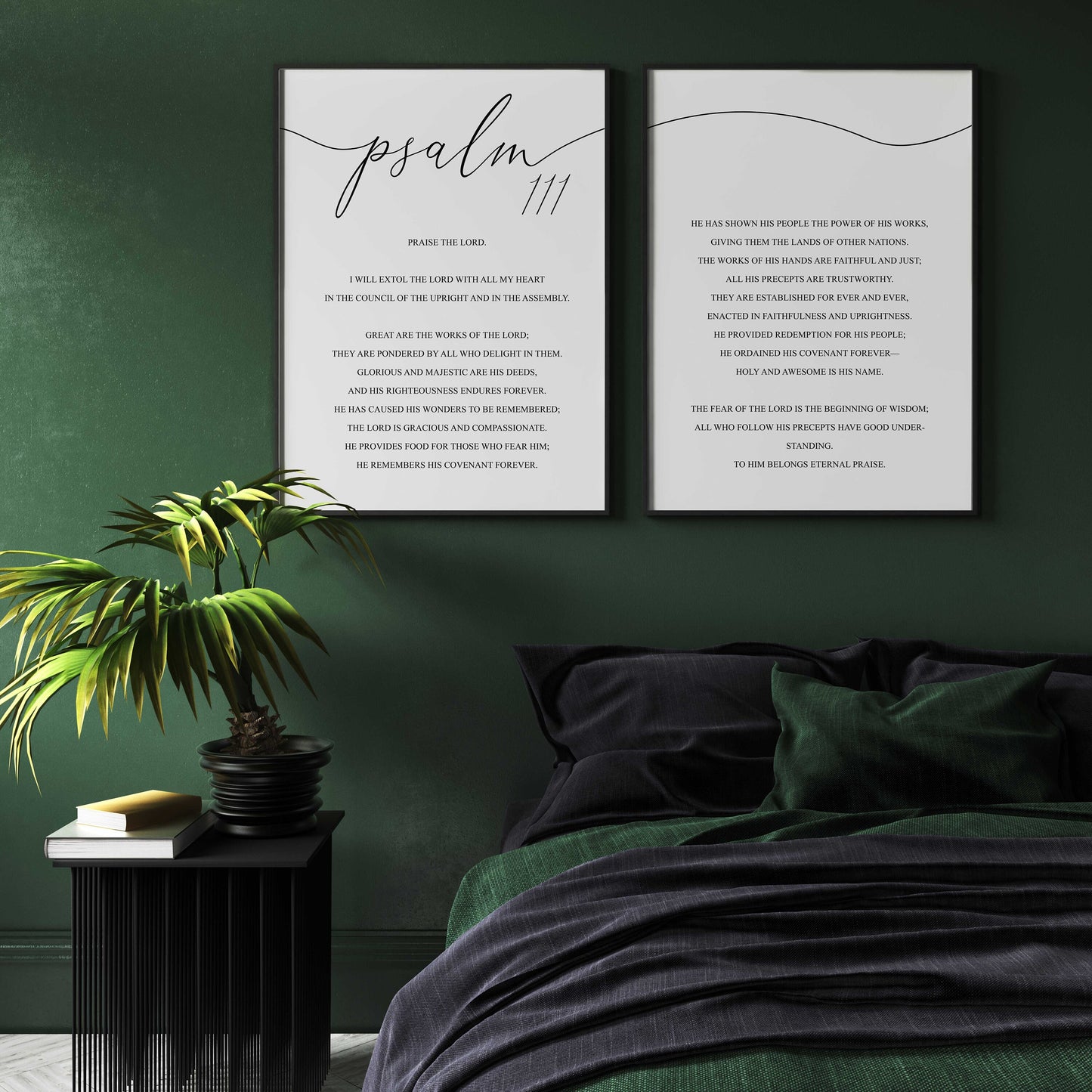 Psalm 111, Bible Verse, Set of 2 Prints, Multiple Sizes, Home Wall Art Decor, Bible Quote