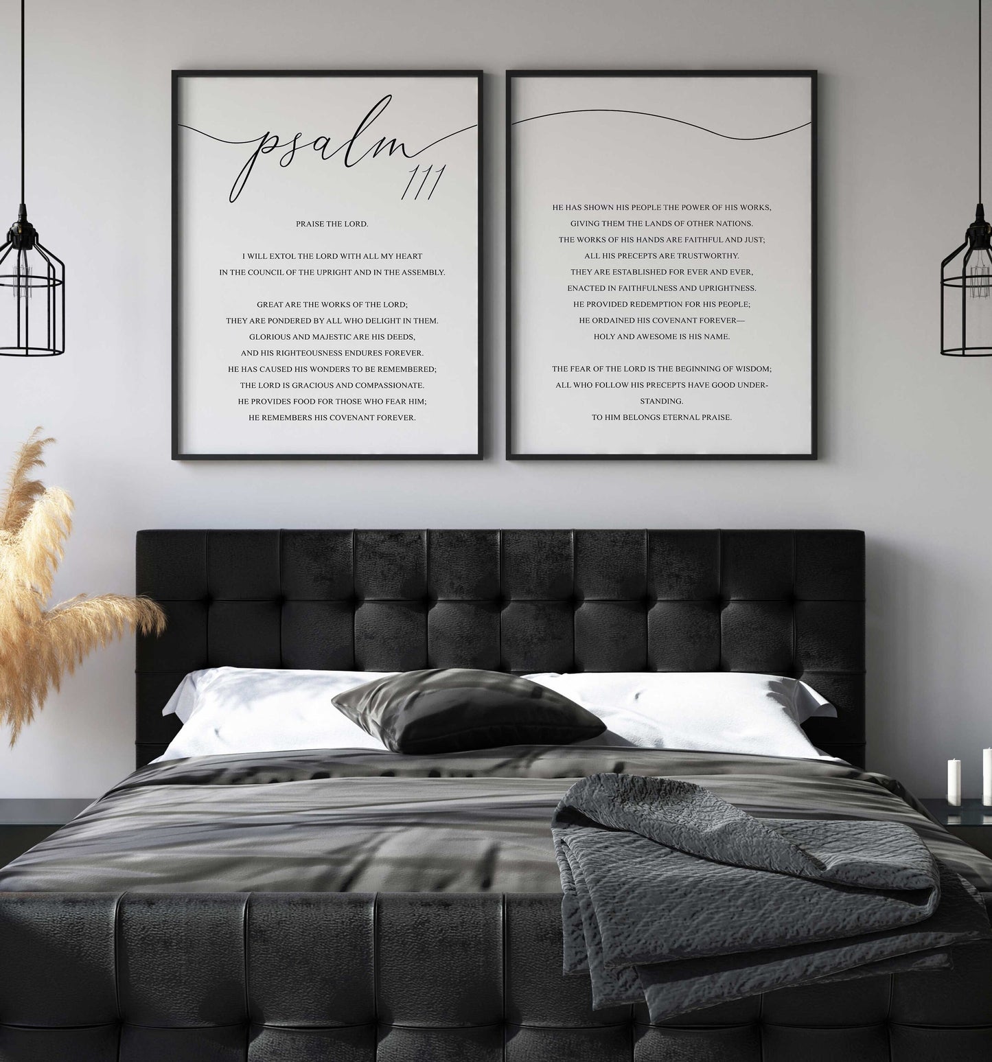 Psalm 111, Bible Verse, Set of 2 Prints, Multiple Sizes, Home Wall Art Decor, Bible Quote