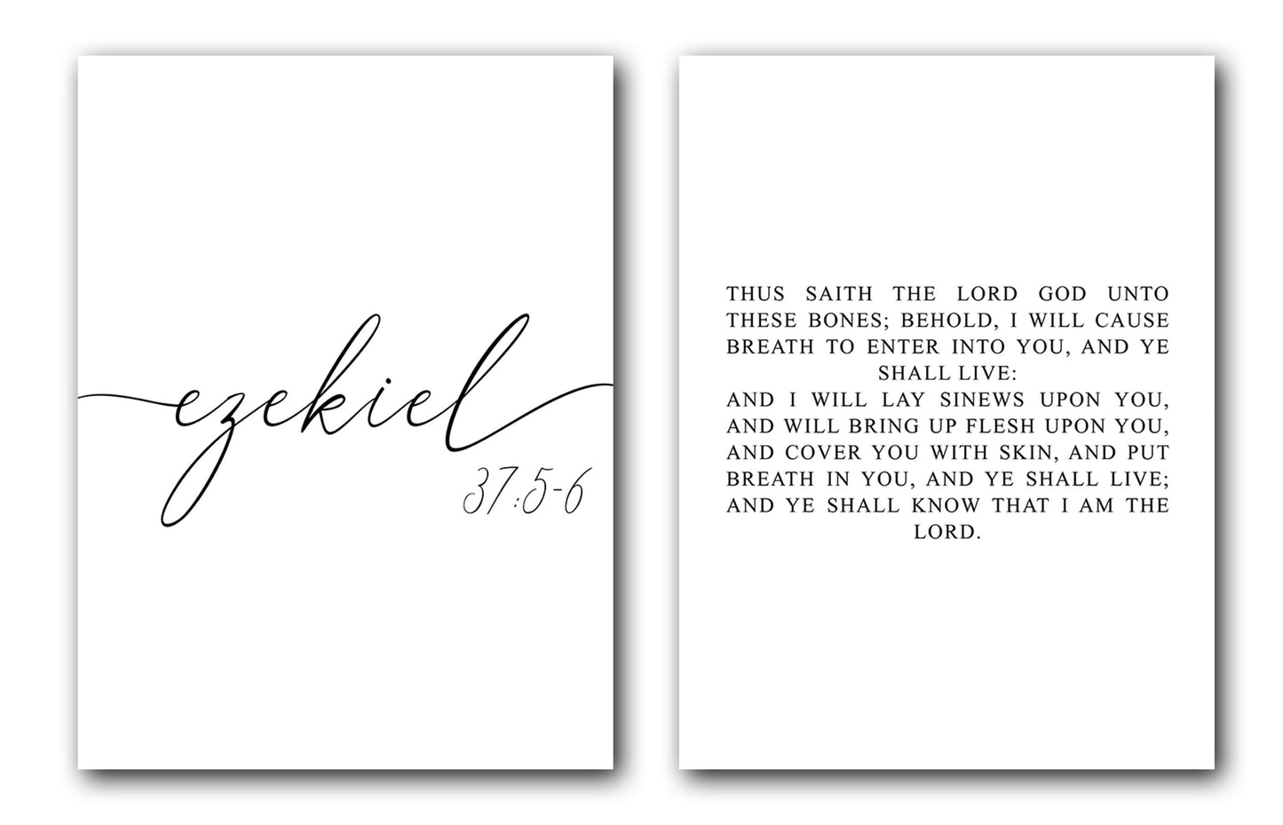 Ezekiel 37:5-6, Bible Verse, Wall Poster, Set of 2 Prints, Multiple Sizes, Home Wall Art Decor