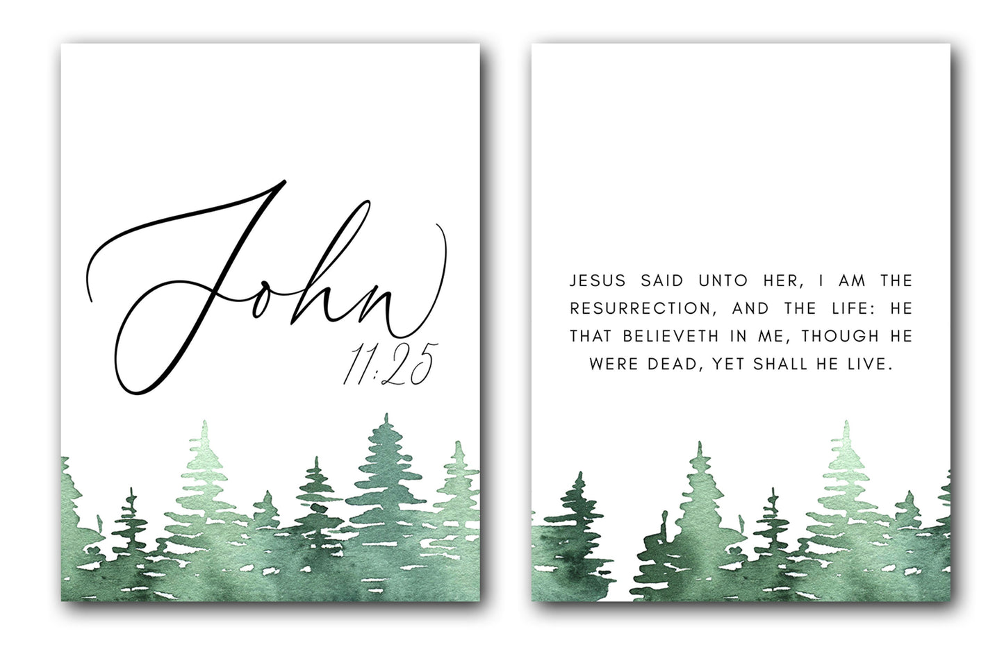 John 11:25, Bible Verse, Set of 2 Prints, Multiple Sizes, Home Wall Art Decor, Bible Quote