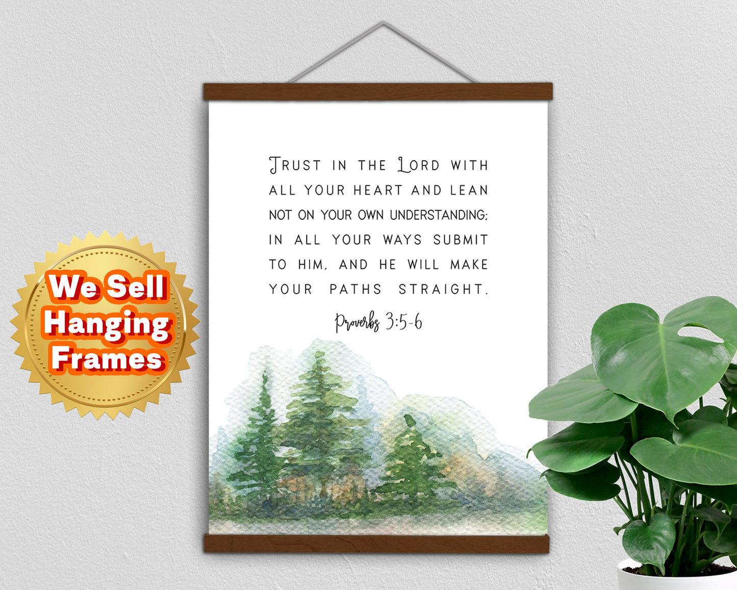 Proverbs 3:5-6, Bible Verse, Poster Print, Home Wall Decor