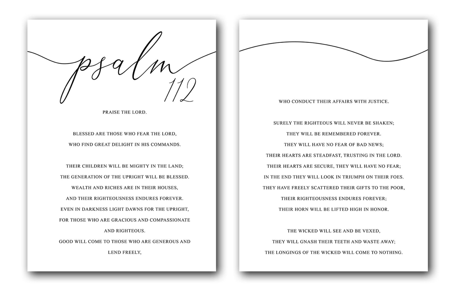 Psalm 112, Bible Verse, Set of 2 Prints, Multiple Sizes, Home Wall Art Decor, Bible Quote