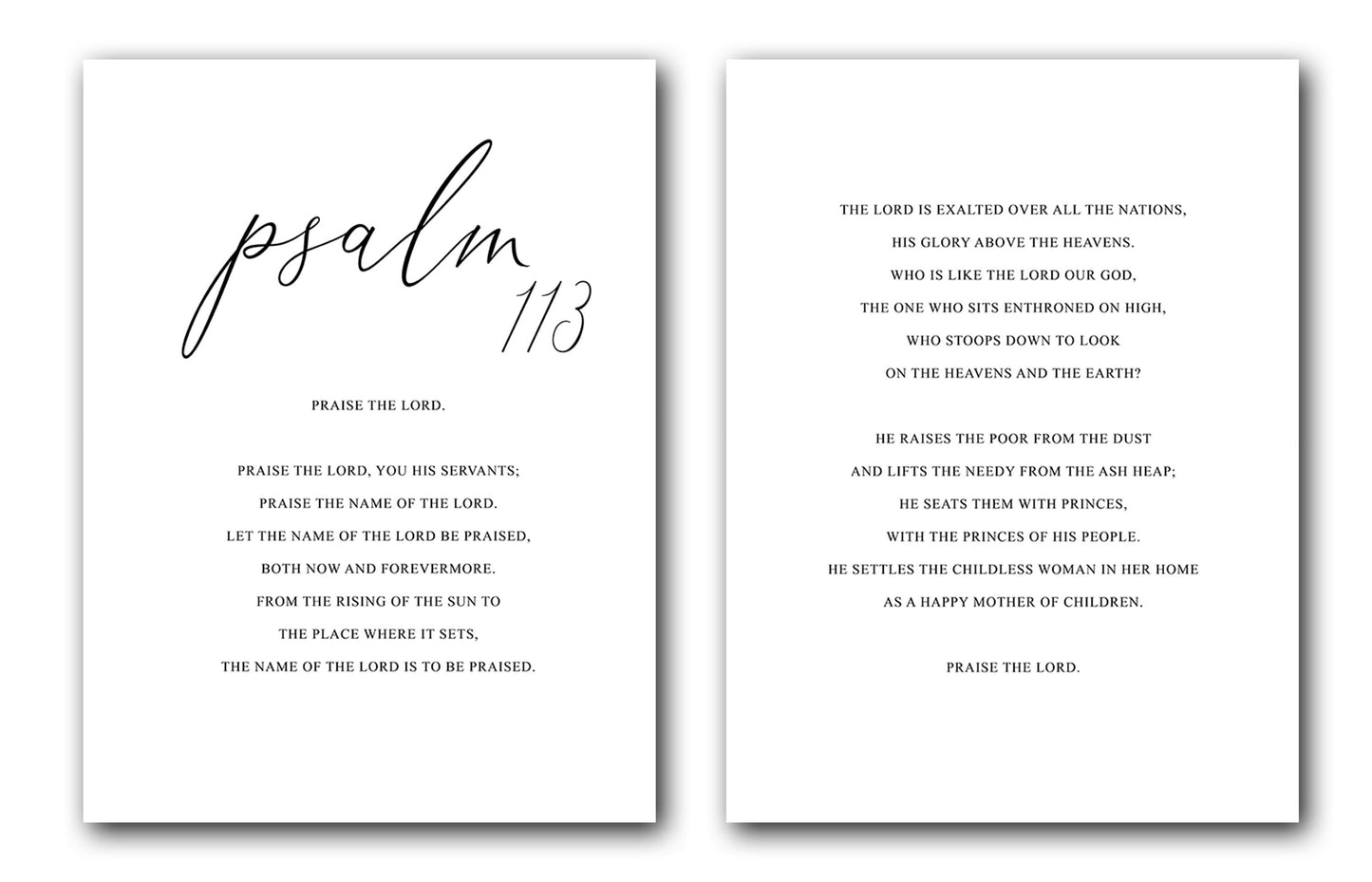 Psalm 113, Bible Verse, Set of 2 Prints, Multiple Sizes, Home Wall Art Decor, Bible Quote