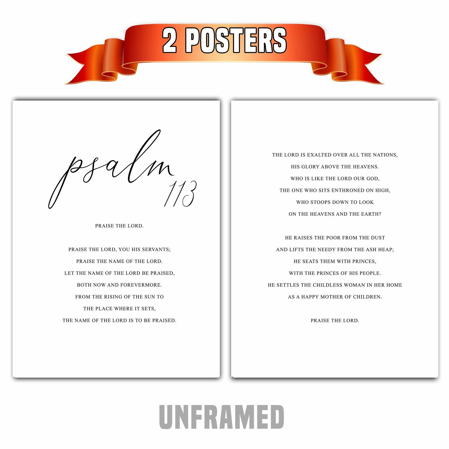 Psalm 113, Bible Verse, Set of 2 Prints, Multiple Sizes, Home Wall Art Decor, Bible Quote