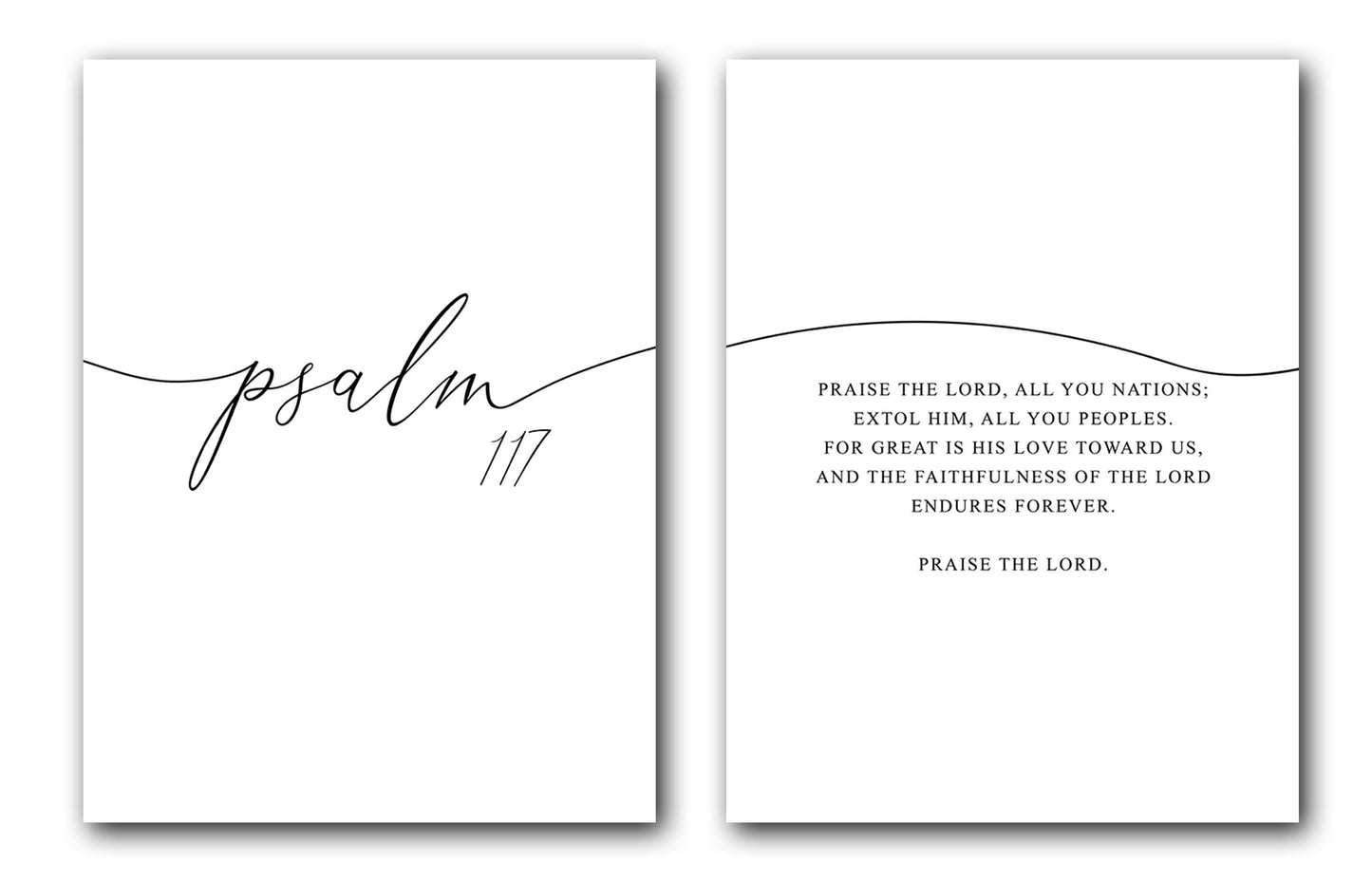 Psalm 117, Bible Verse, Set of 2 Prints, Multiple Sizes, Home Wall Art Decor, Bible Quote