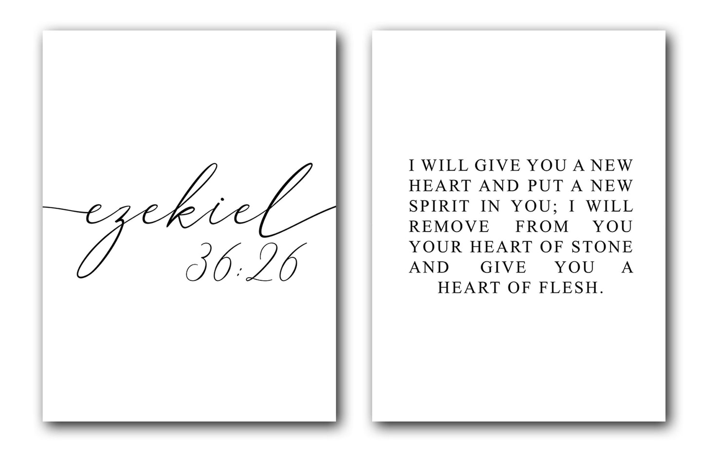 Ezekiel 36:26, Bible Verse, Set of 2 Poster Prints, Multiple Sizes, Home Wall Art Decor