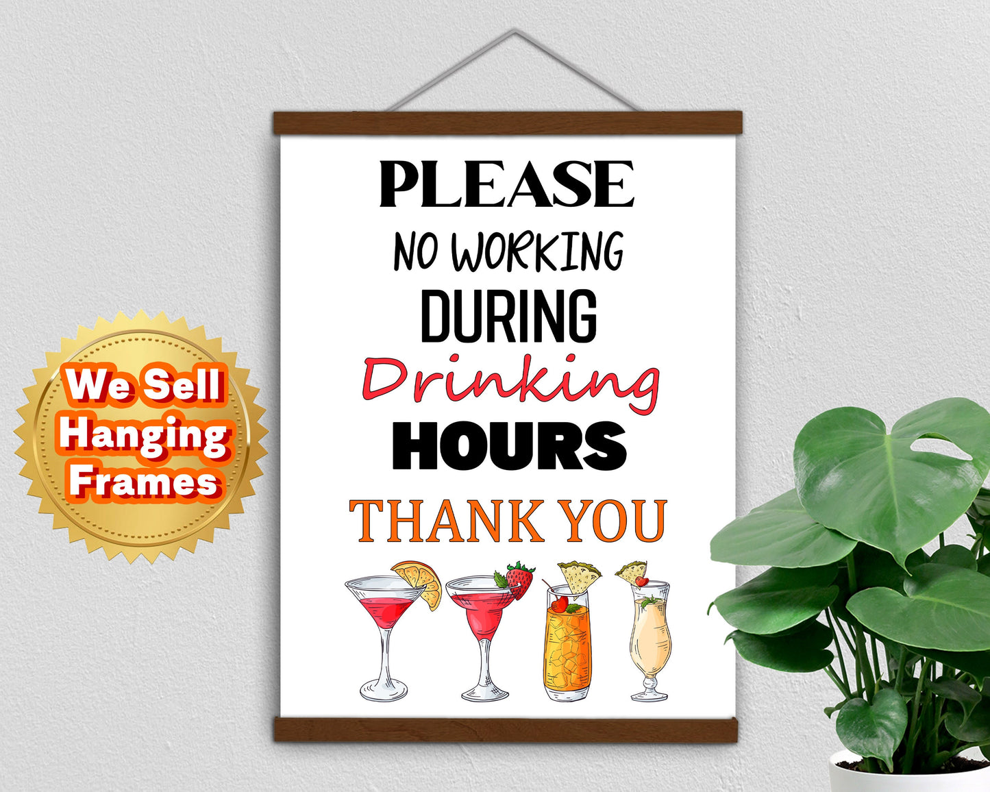 No Working During Drinking Hours, Set Print, Office Wall Art, Multiple Sizes, Home Wall Art Décor