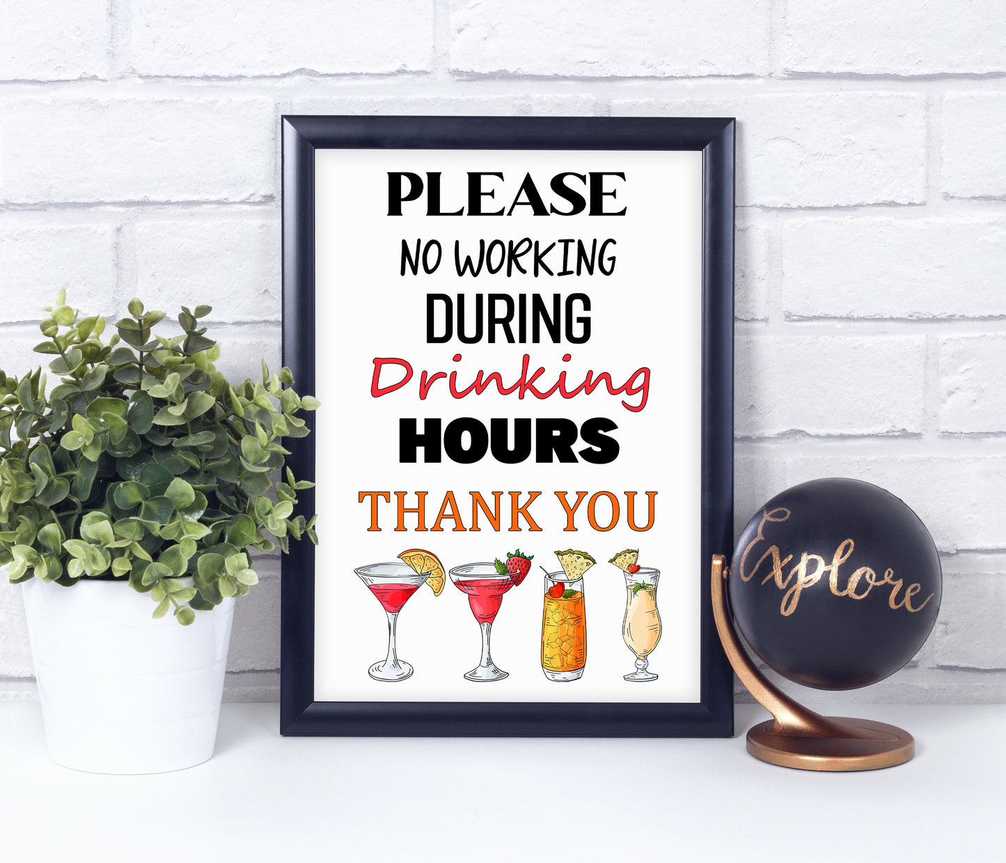 No Working During Drinking Hours, Set Print, Office Wall Art, Multiple Sizes, Home Wall Art Décor