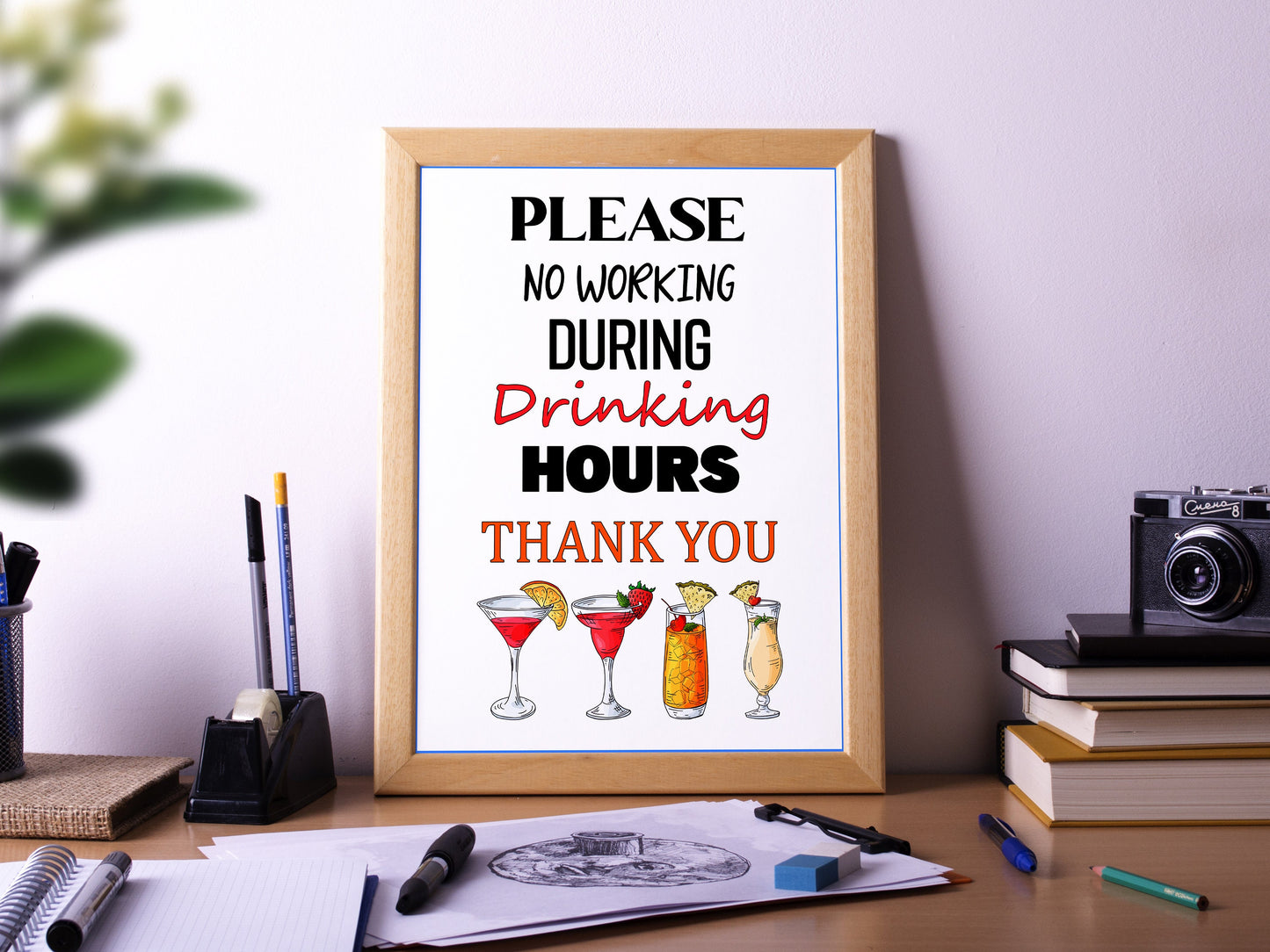 No Working During Drinking Hours, Set Print, Office Wall Art, Multiple Sizes, Home Wall Art Décor