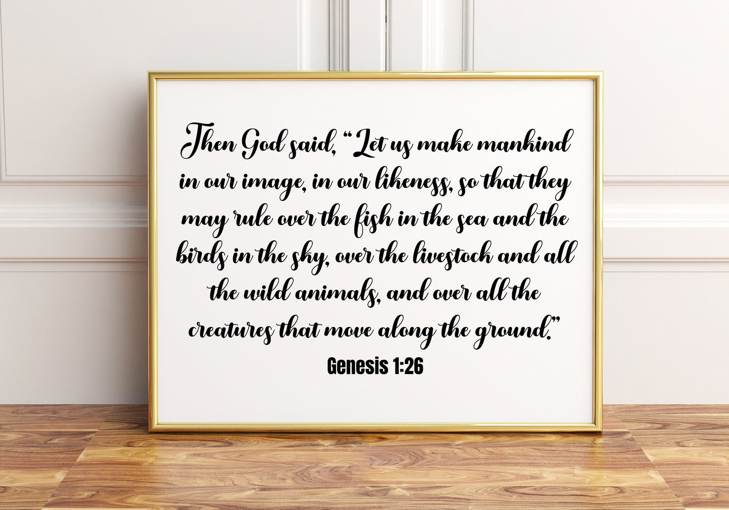 Let us make mankind in our image, in our likeness, Genesis 1:26, Bible Verse Poster Print, Multiple Sizes, Home Wall Art Decor