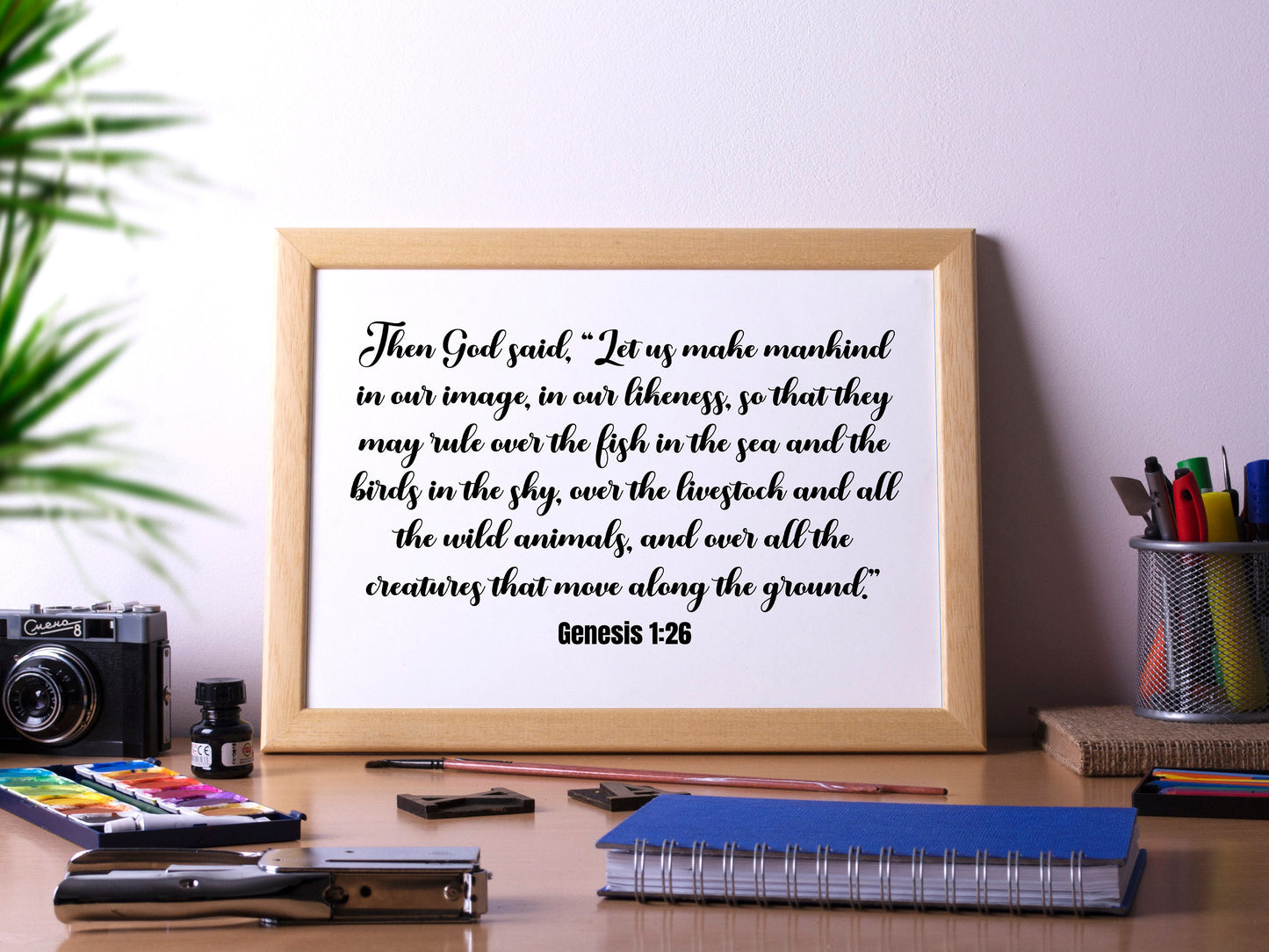 Let us make mankind in our image, in our likeness, Genesis 1:26, Bible Verse Poster Print, Multiple Sizes, Home Wall Art Decor
