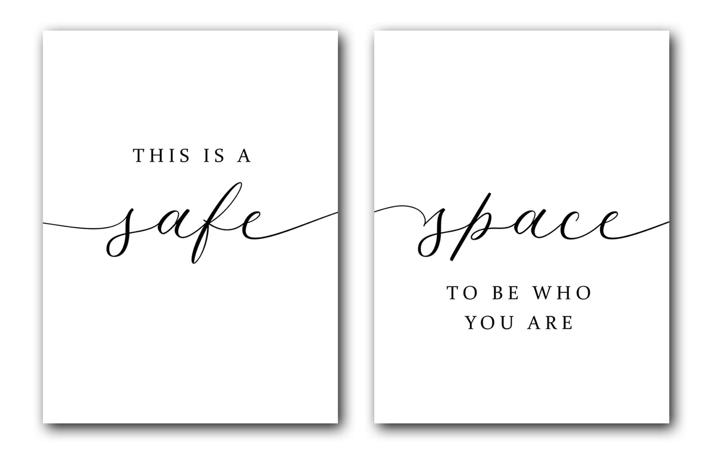 This Is A Safe Space, Set of 2 Poster Prints, Minimalist Art, Home Wall Decor