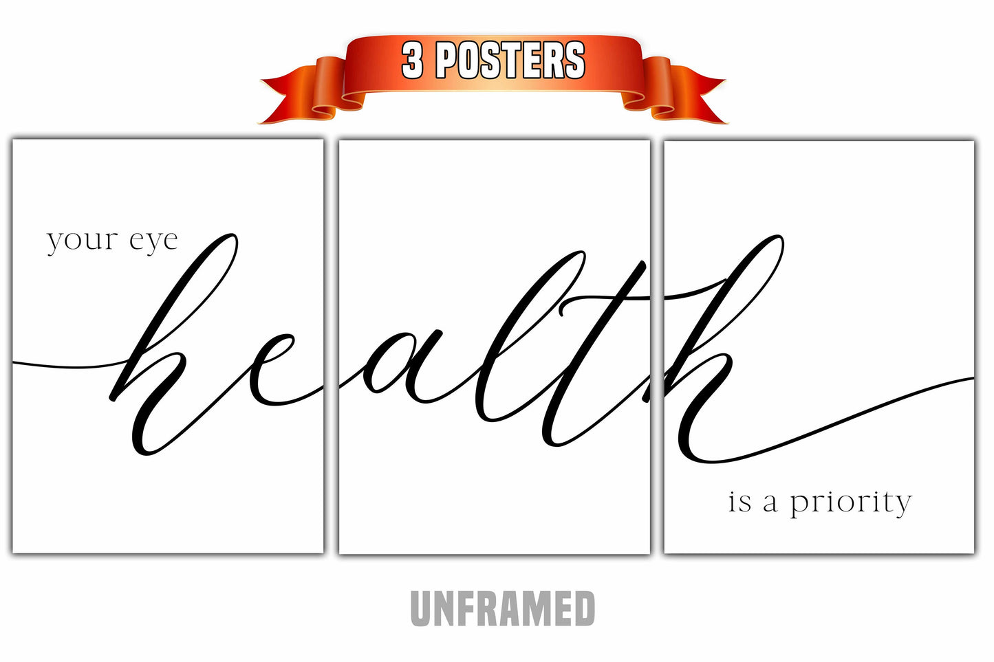 Your Eye Health Is A Priority, Set of 3 Poster Poster Prints, Optometrist, Eye Doctor Gift