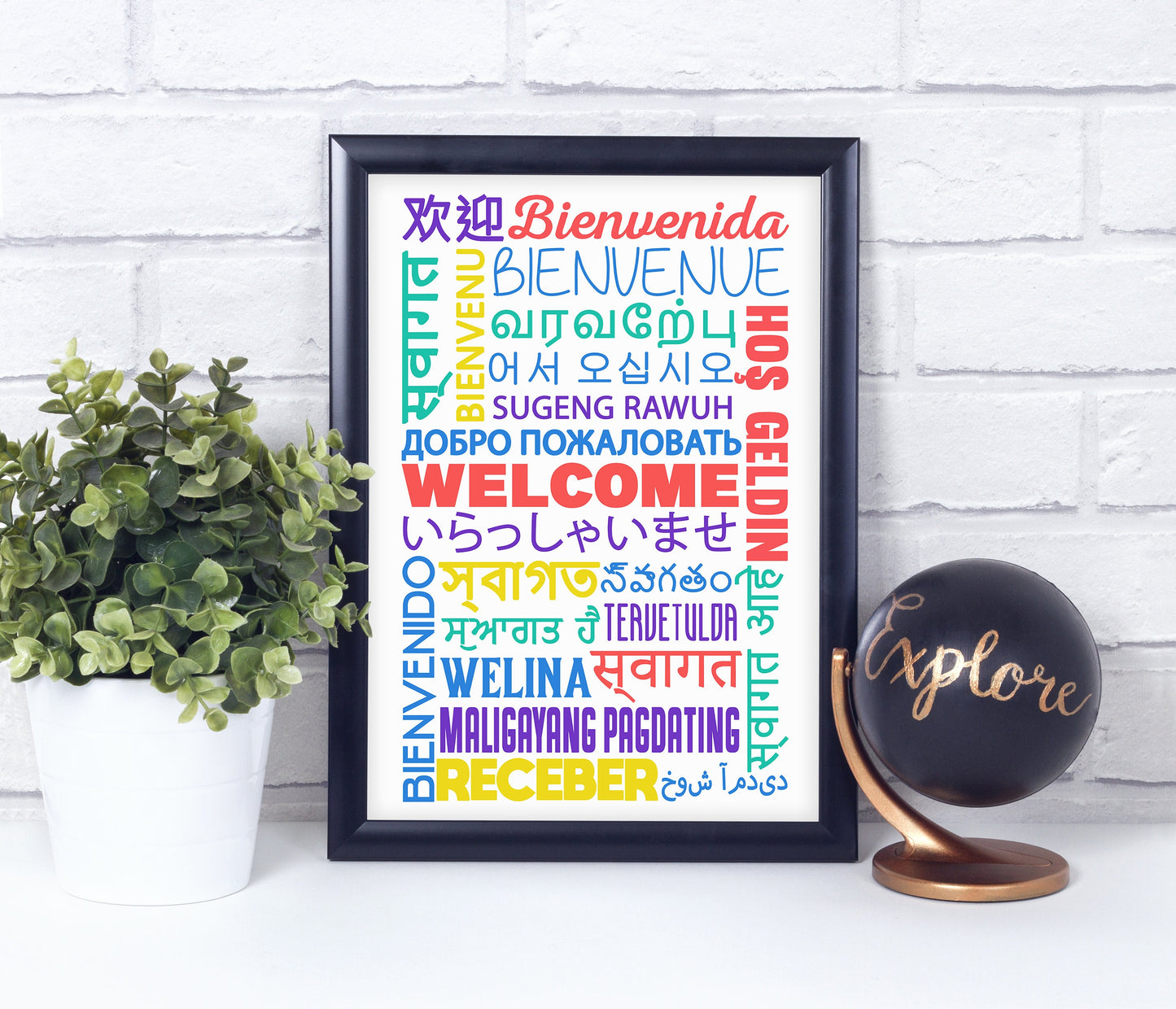 WELCOME in Different Languages, Poster, Home Decor, Classroom Print
