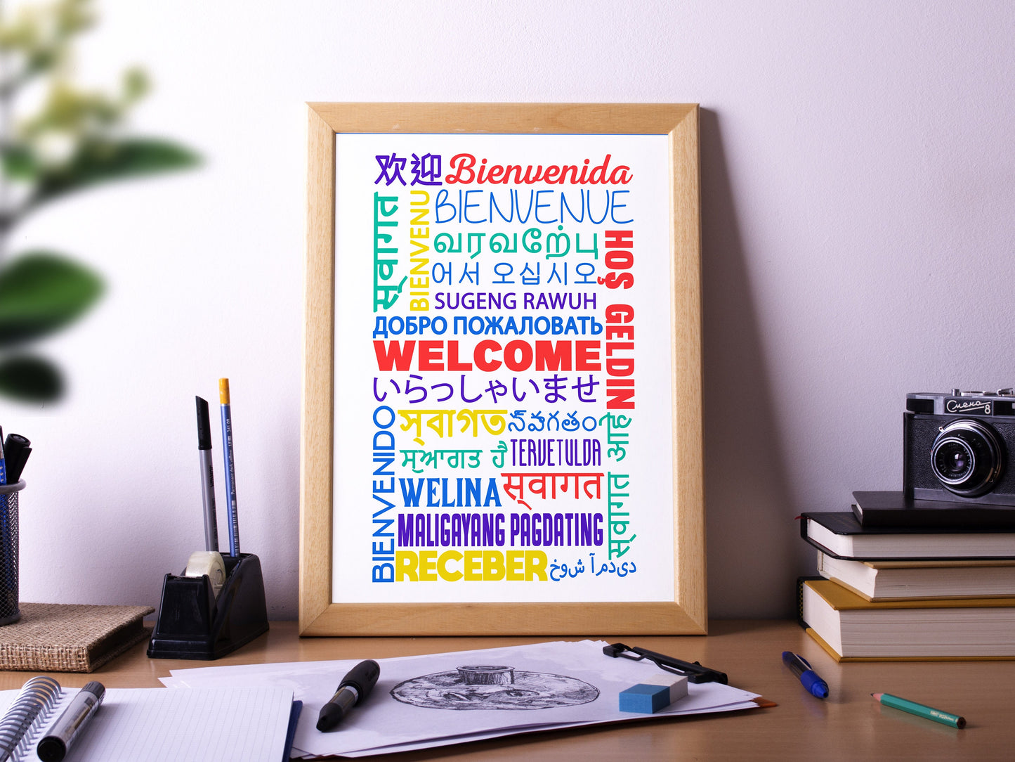 WELCOME in Different Languages, Poster, Home Decor, Classroom Print