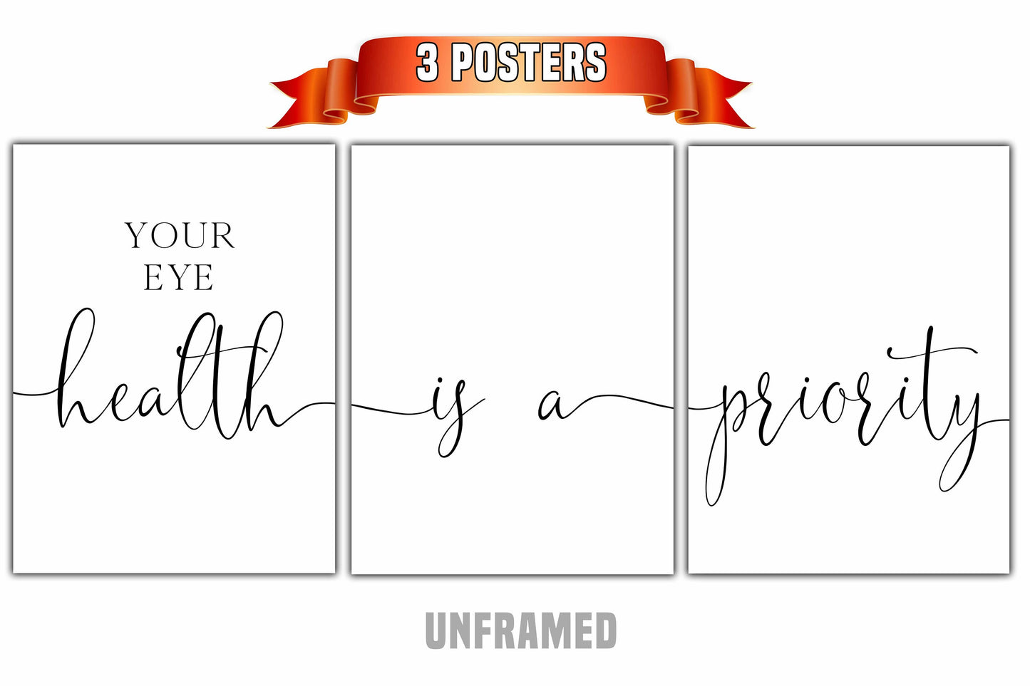 Your Eye Health Is A Priority, Set of 3 Poster Poster Prints, Optometrist Gift, Eye Doctor Wall Decor