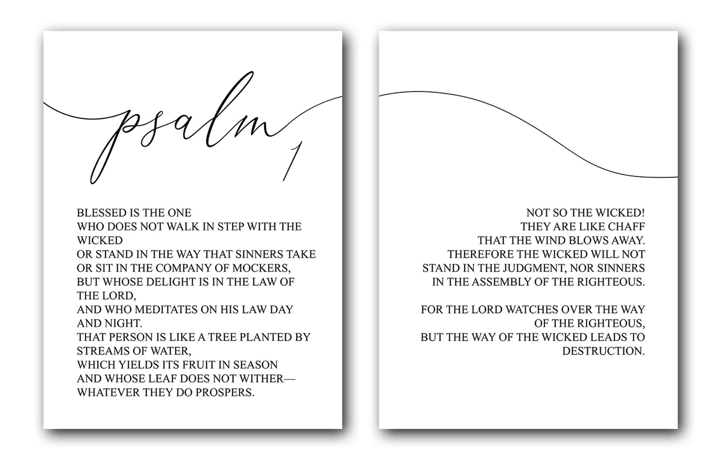 Psalm 1, Bible Verse, Home Wall Art Decor, Set of 2 Poster Prints, Multiple Sizes