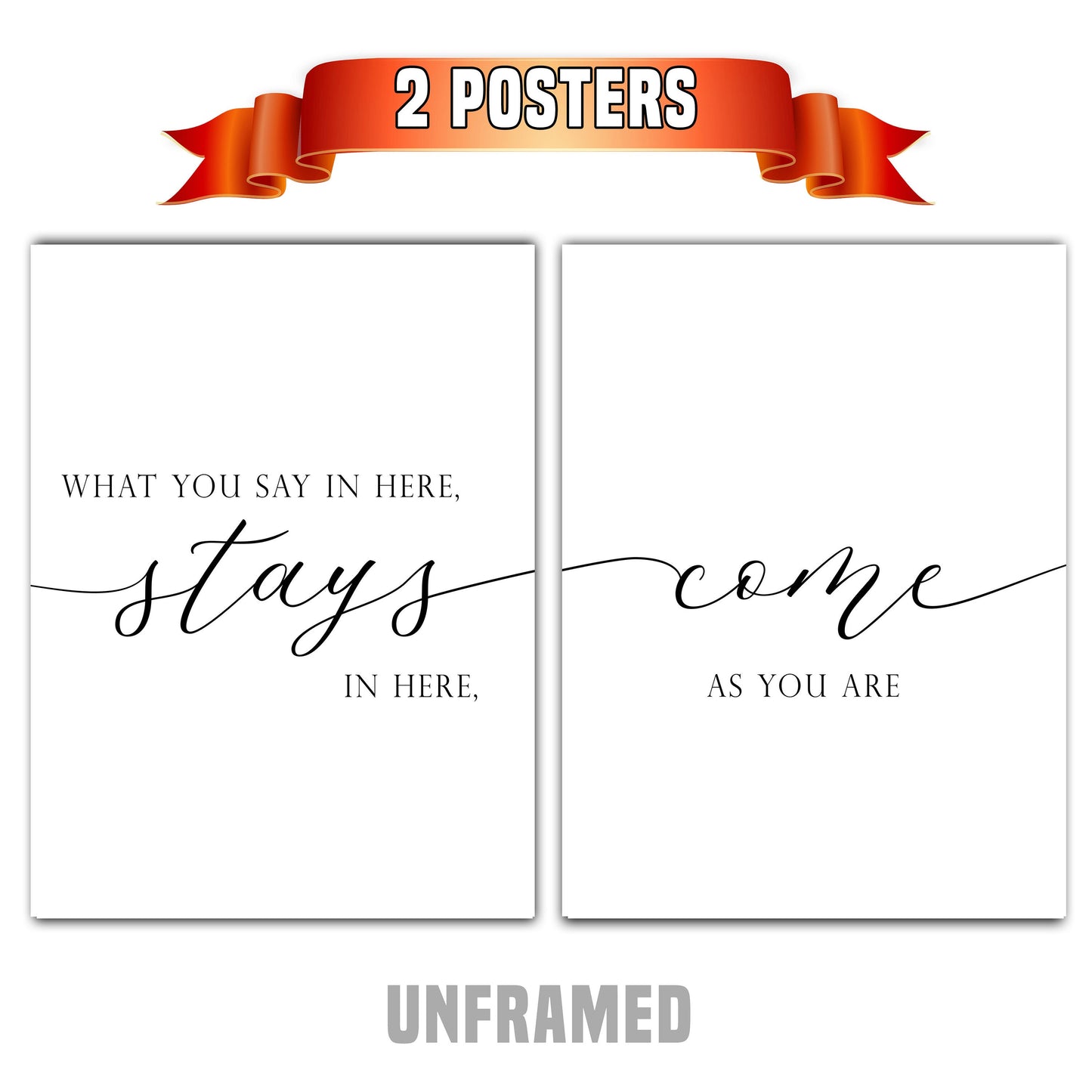 What You Say Here Stays Here, Set of 2 Poster Prints, Home Wall Décor, Motivational/Inspirational Quote, Multiple Sizes