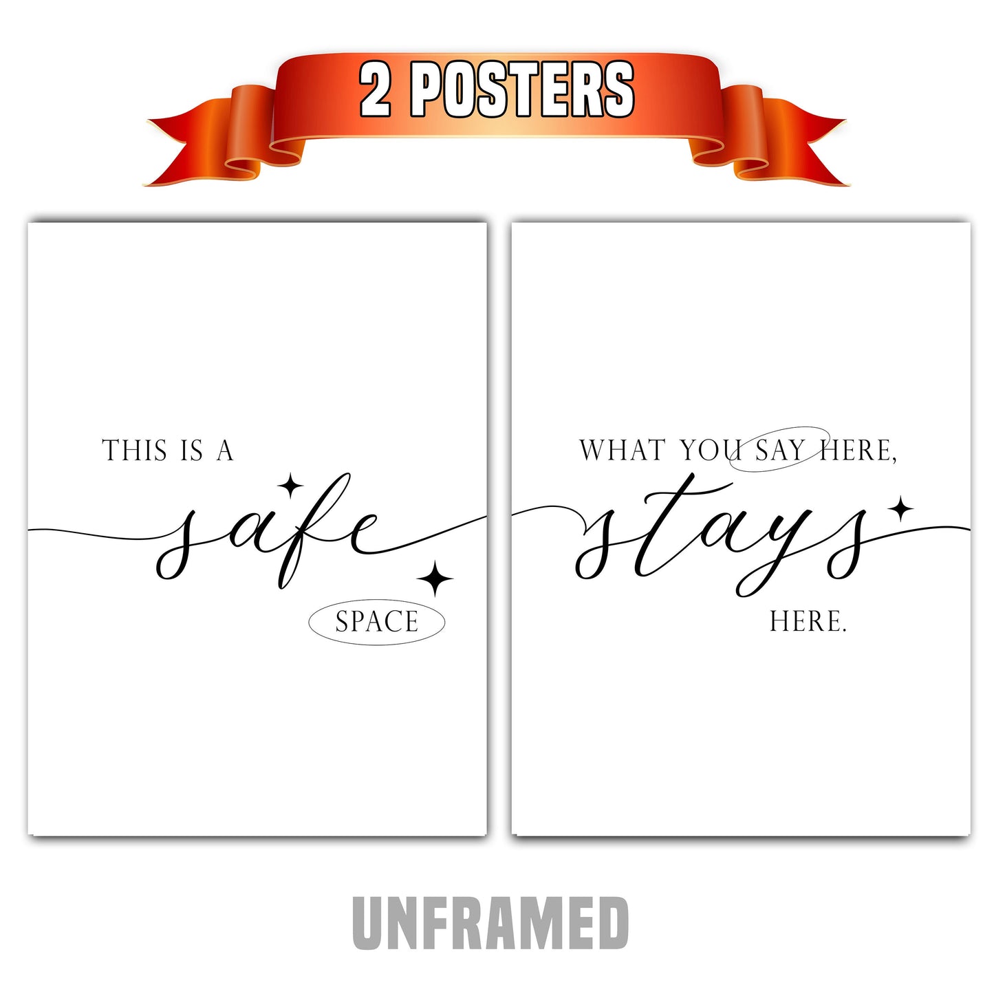 This is a Safe Space, Set of 2 Poster Prints, Home Wall Décor, Motivational/Inspirational Quote, Multiple Sizes