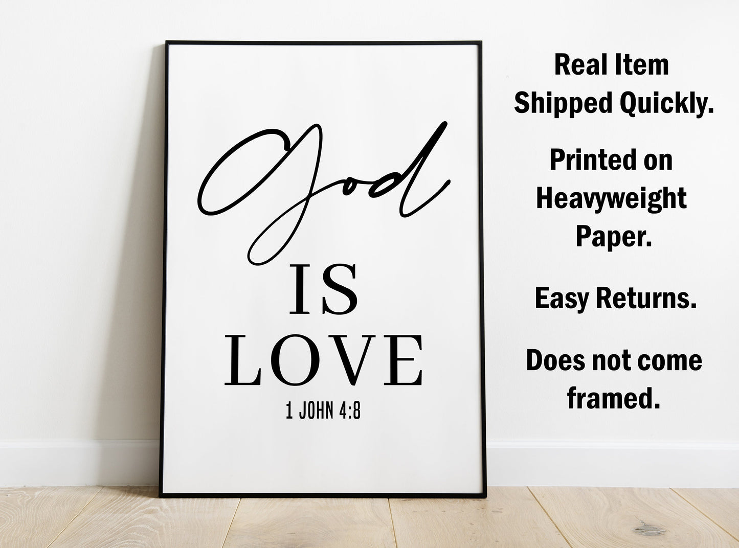 1 John 4:8, Bible Verse Quote, Poster Print, Home Wall Decor