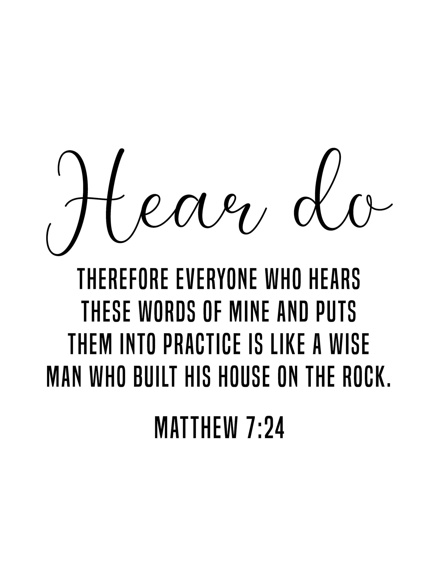 Matthew 7:24, Bible Verse Quote, Poster Print, Home Wall Decor