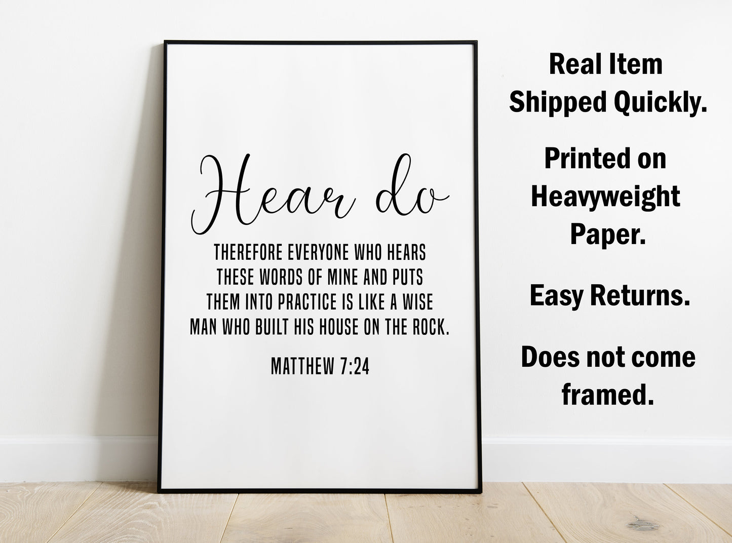 Matthew 7:24, Bible Verse Quote, Poster Print, Home Wall Decor