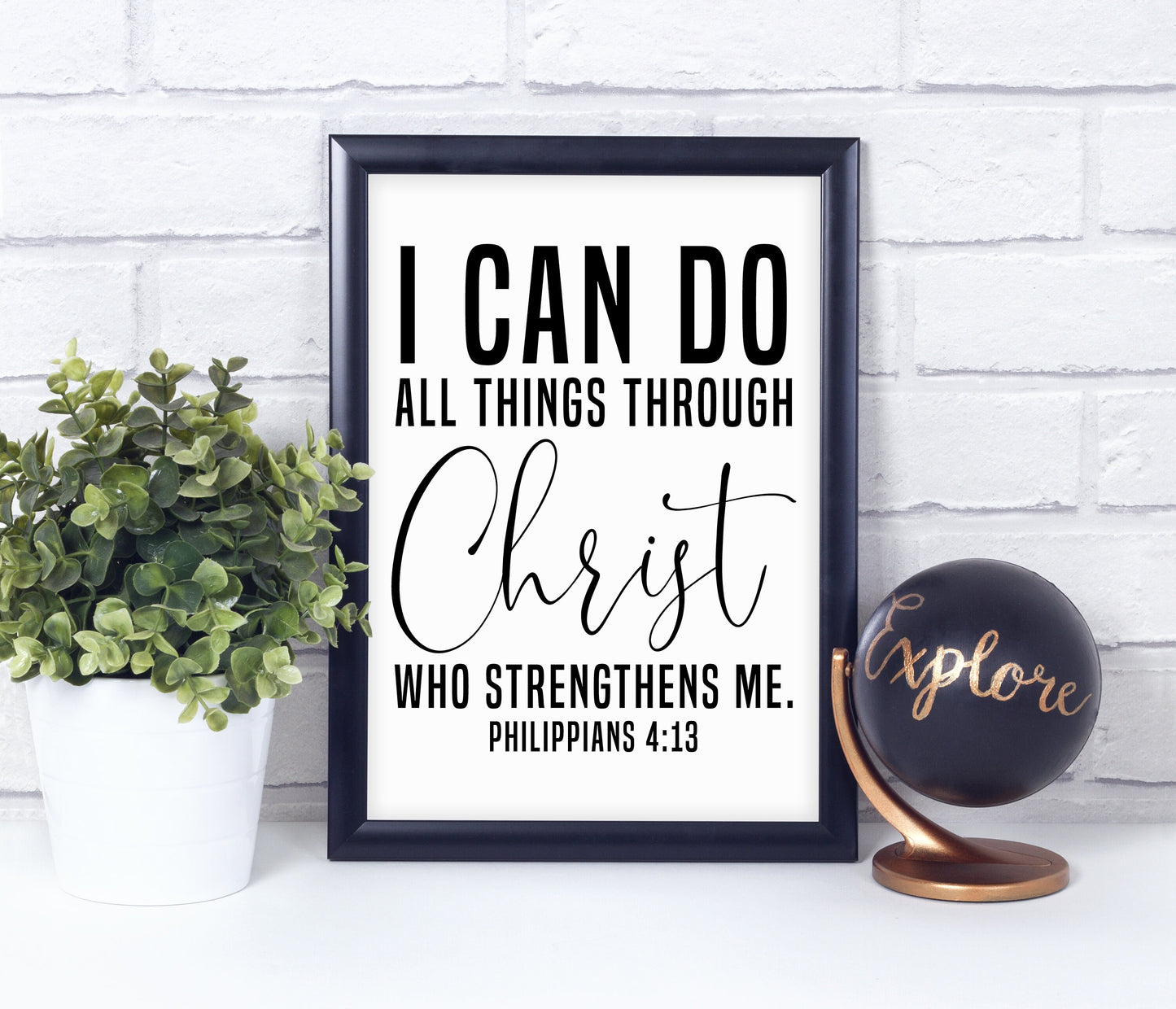 Philippians 4:13 Style 1, Bible Verse Quote, Poster Print, Home Wall Decor