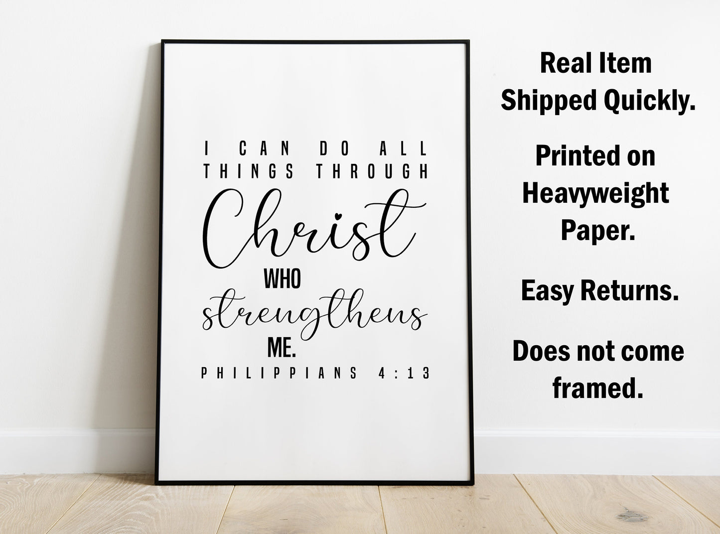 Philippians 4:13 Style 2, Bible Verse Quote, Poster Print, Home Wall Decor