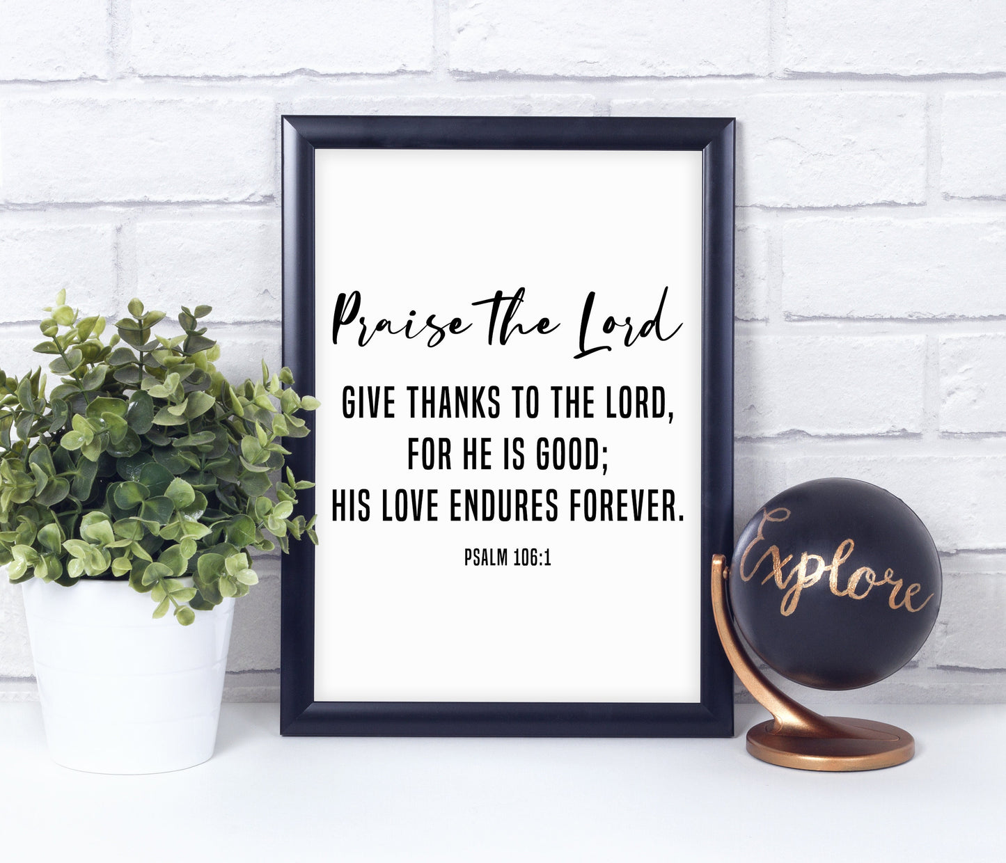 Psalm 106:1, Bible Verse Quote, Poster Print, Home Wall Decor