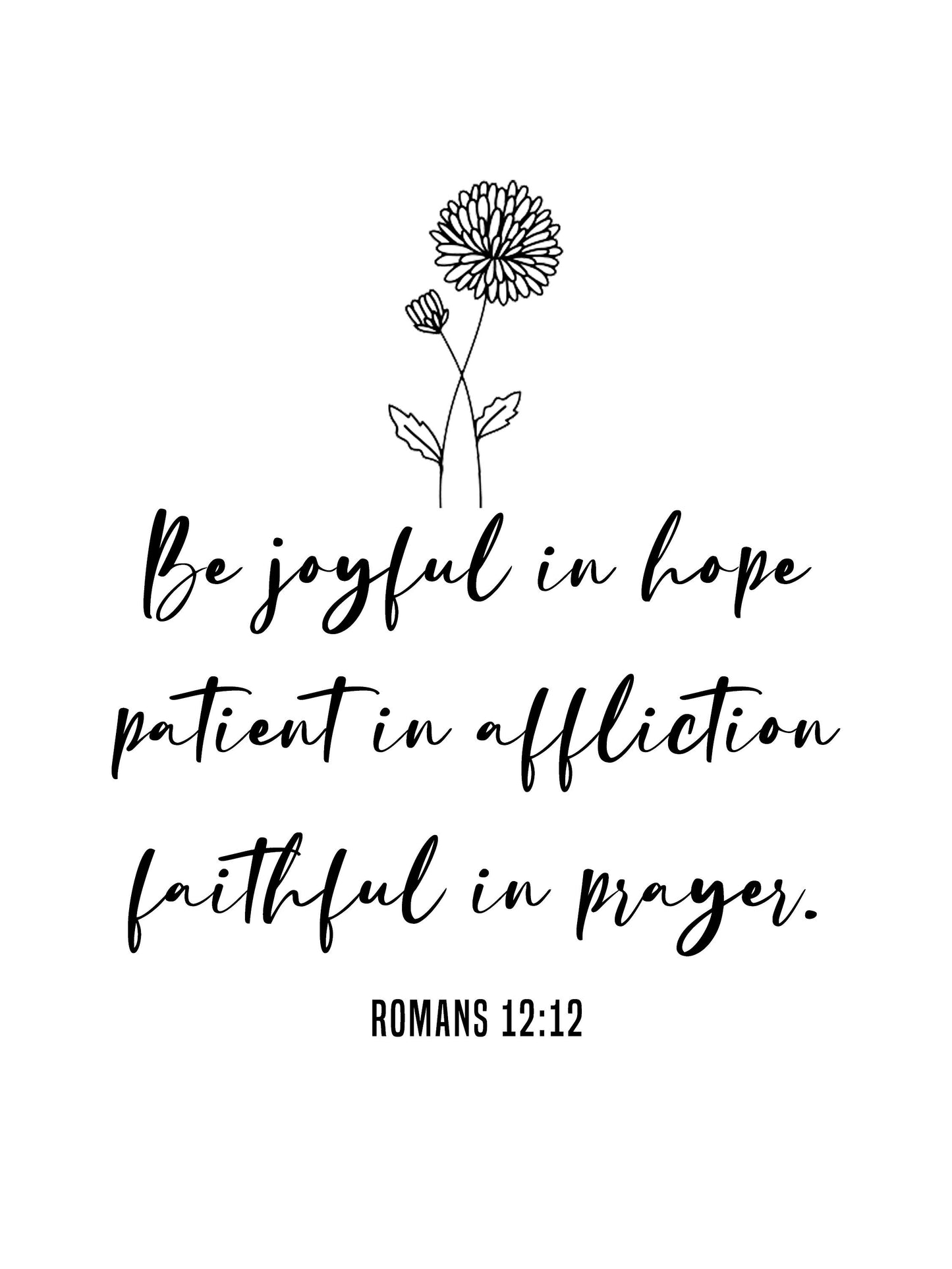 Romans 12:12, Bible Verse Quote, Poster Print, Home Wall Decor