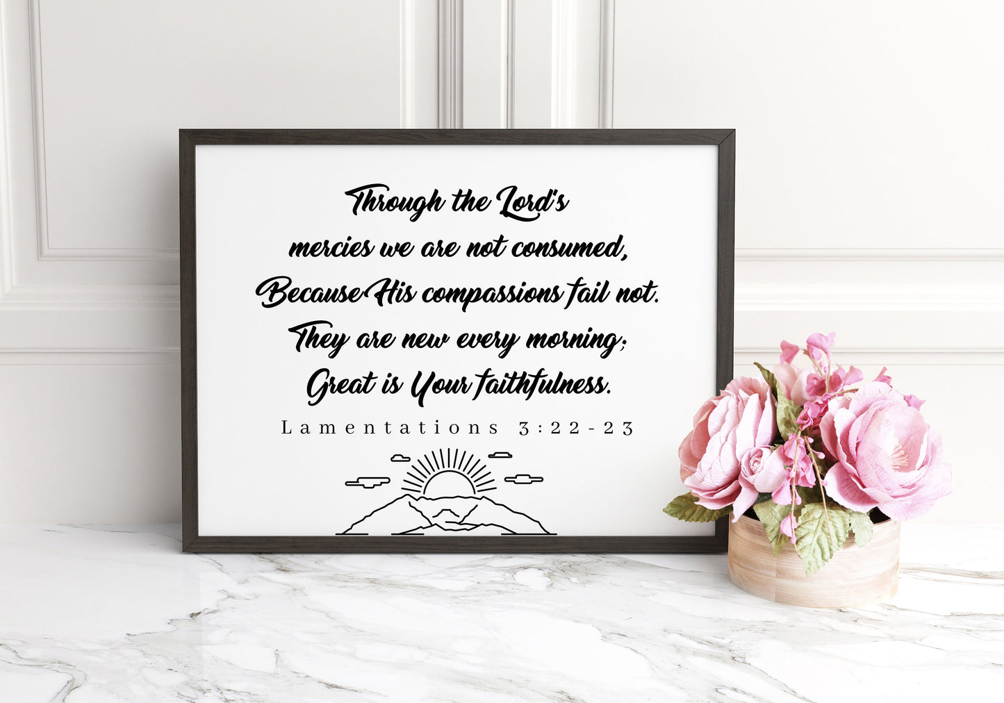 Lamentations 3:22-23, Bible Verse Quote, Horizontal Poster Print, Home Wall Decor