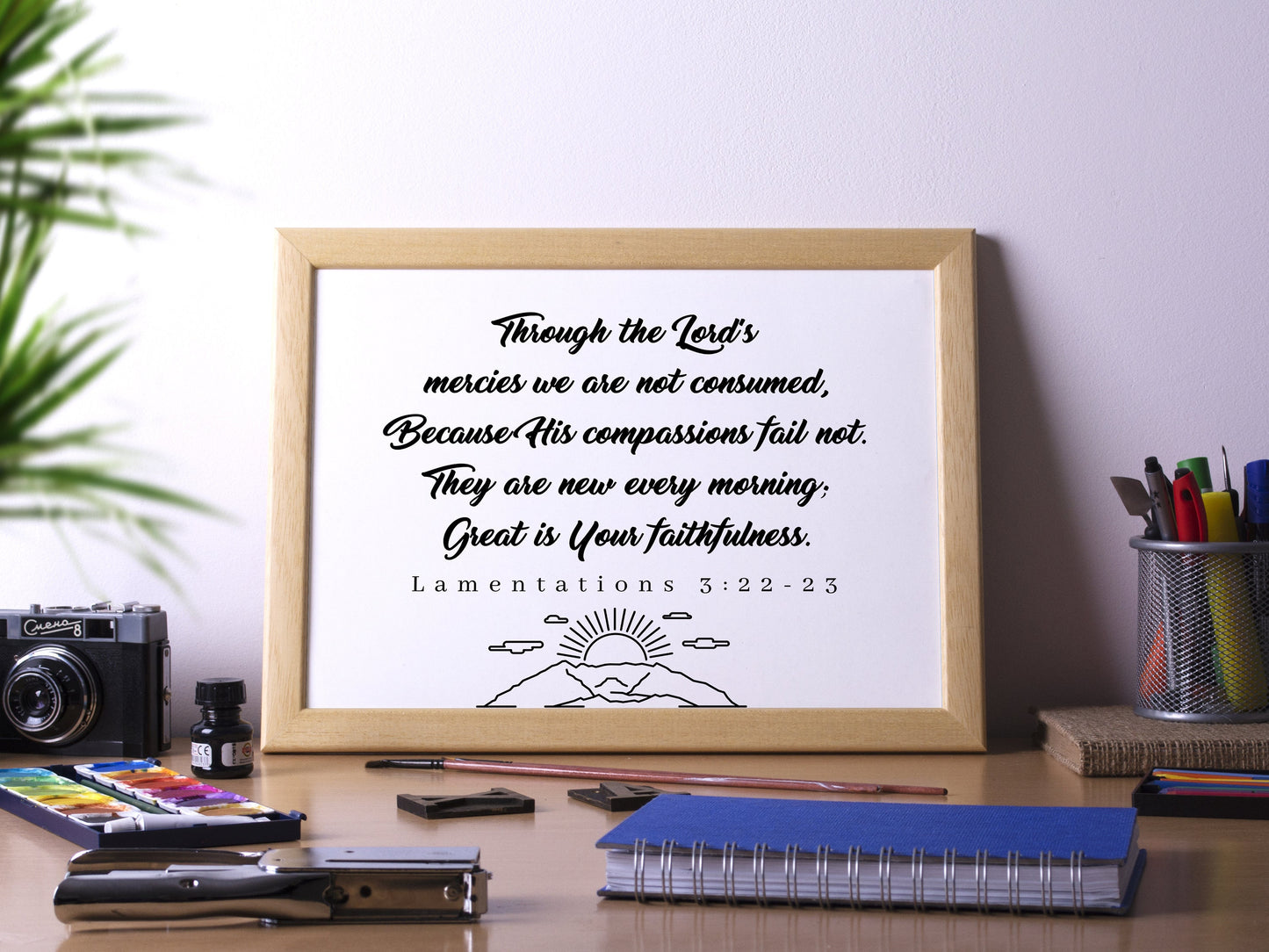 Lamentations 3:22-23, Bible Verse Quote, Horizontal Poster Print, Home Wall Decor