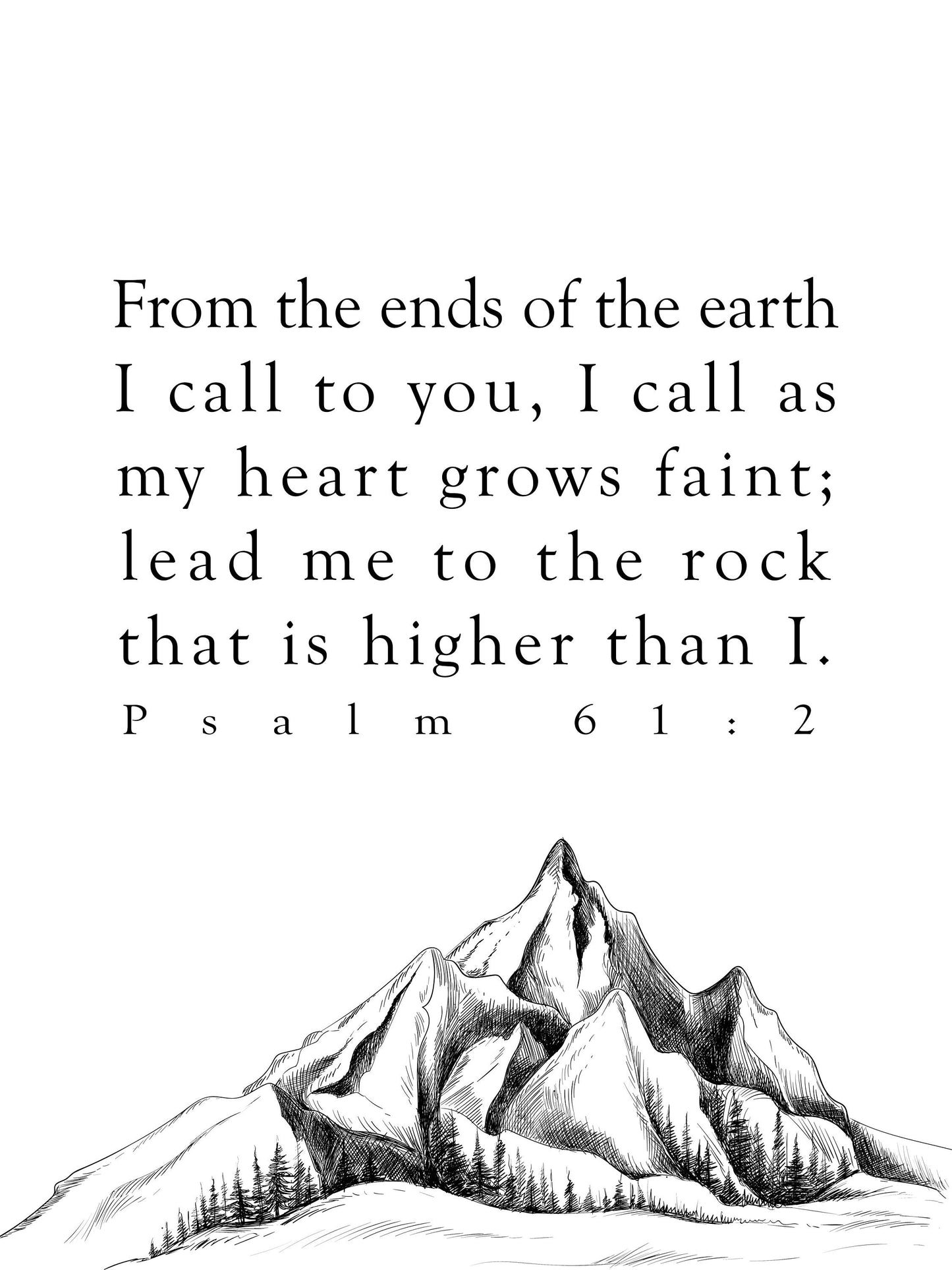 Psalm 61:2, Bible Verse Quote, Horizontal Poster Print, Home Wall Decor