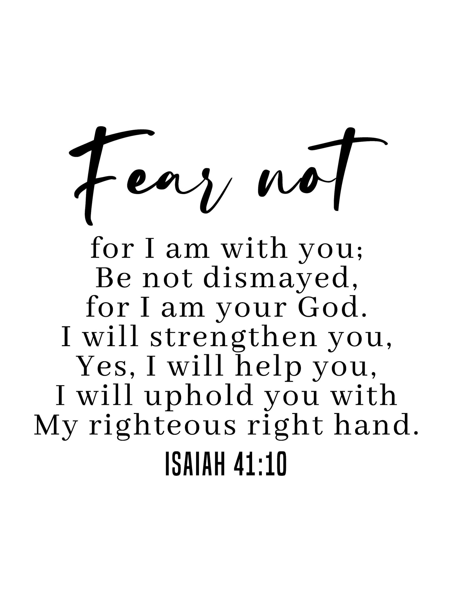 Isaiah 41:10, Bible Verse Quote, Poster Print, Home Wall Decor