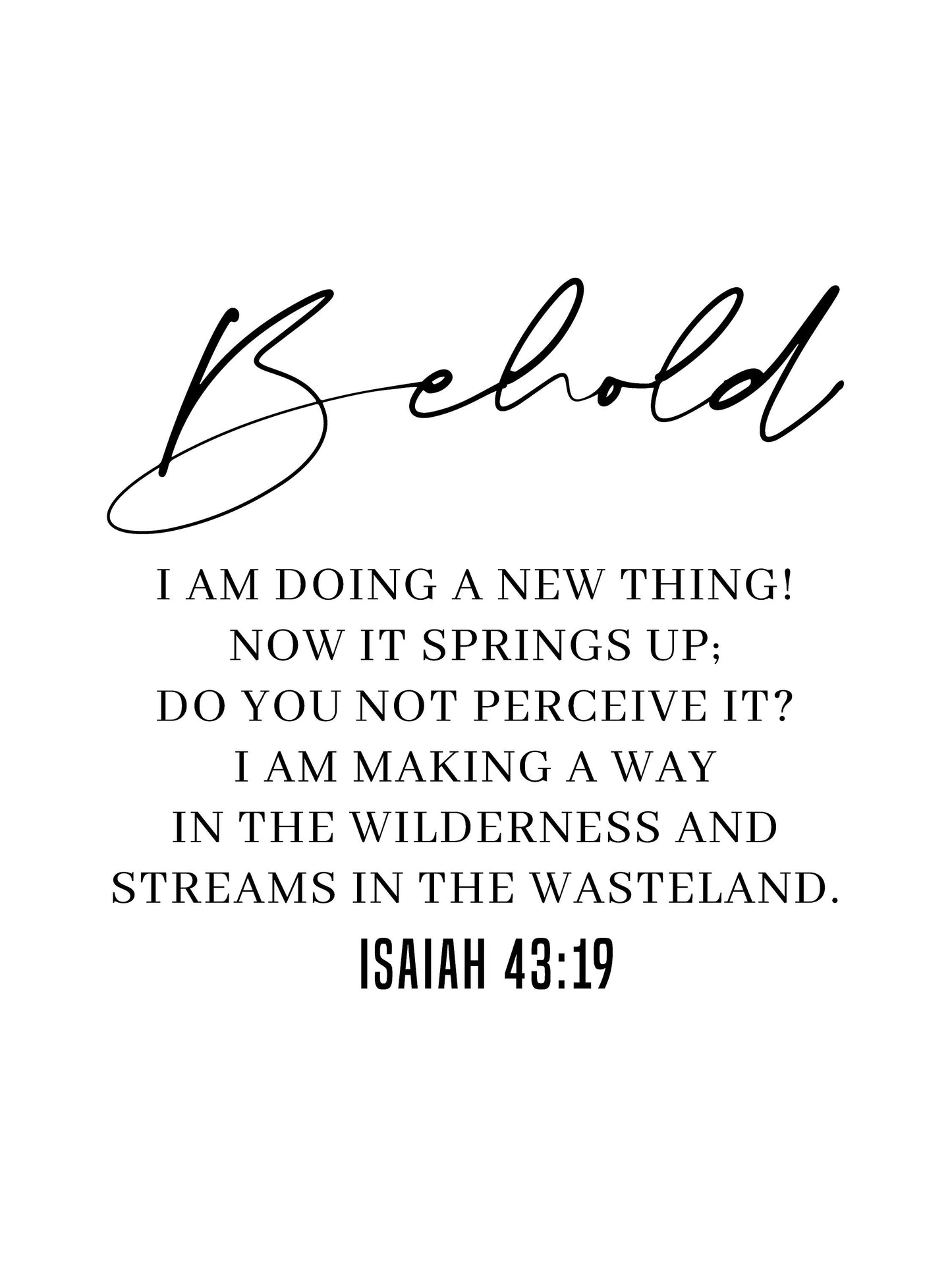 Isaiah 43:19, Bible Verse Quote, Poster Print, Home Wall Decor