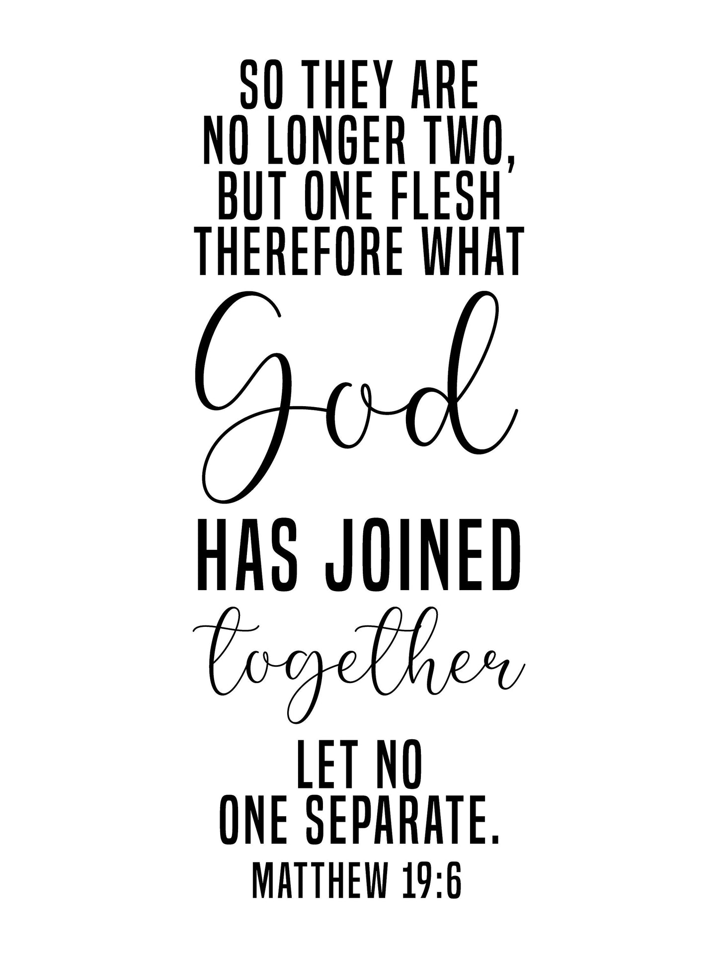 Matthew 19:6, Bible Verse Quote, Poster Print, Home Wall Decor