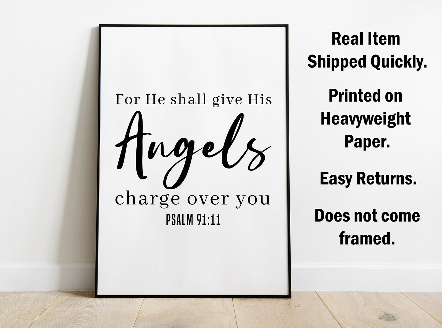 Psalm 91:11, Bible Verse Quote, Poster Print, Home Wall Decor