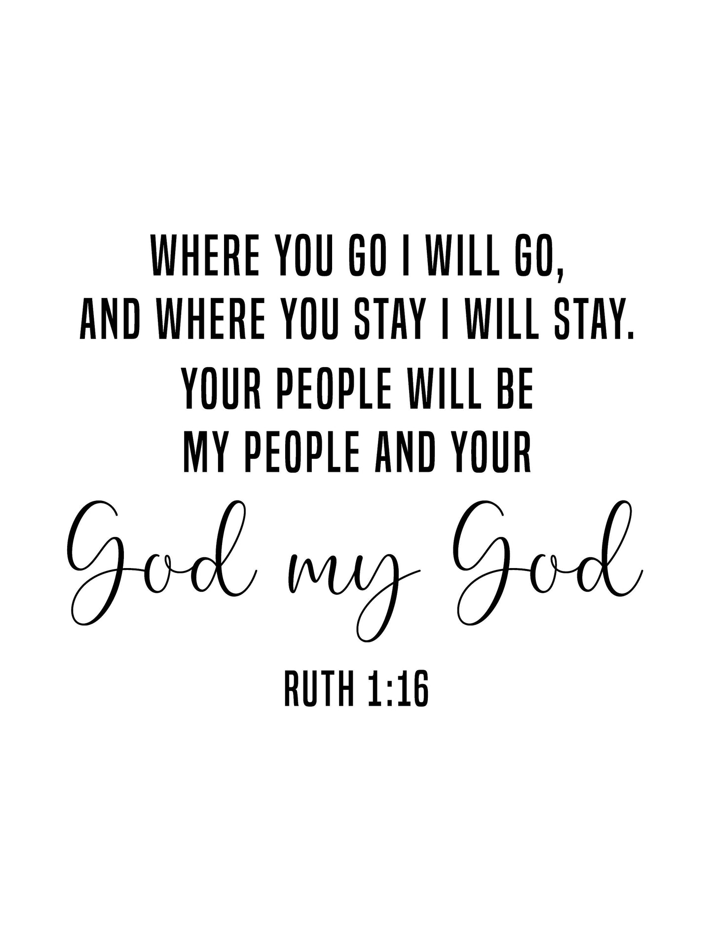 Ruth 1:16, Bible Verse Quote, Poster Print, Home Wall Decor