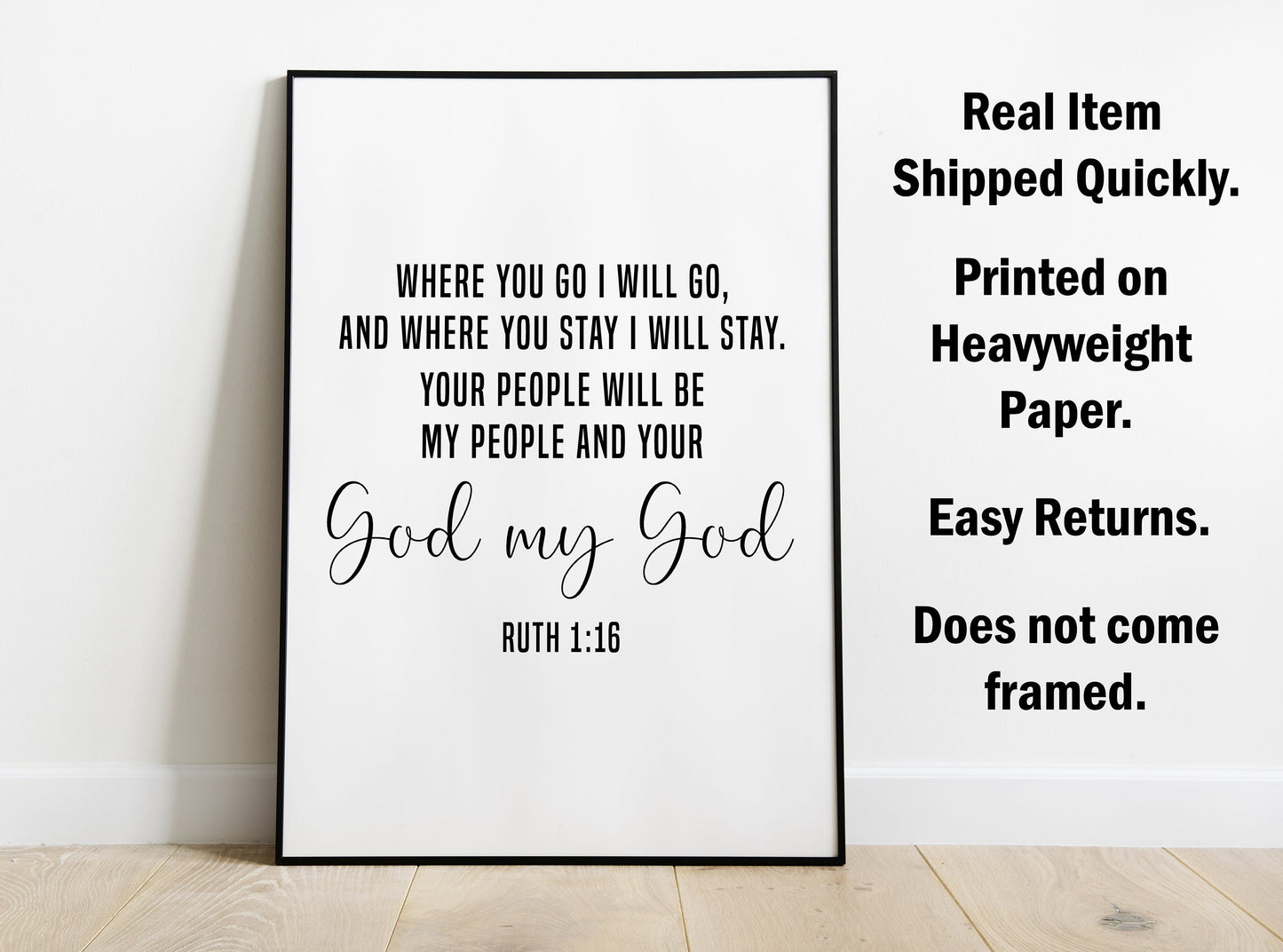 Ruth 1:16, Bible Verse Quote, Poster Print, Home Wall Decor