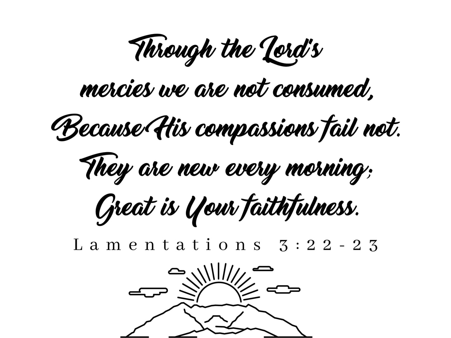 Lamentations 3:22-23, Bible Verse Quote, Horizontal Poster Print, Home Wall Decor