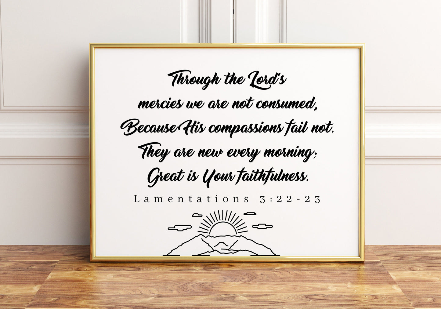 Lamentations 3:22-23, Bible Verse Quote, Horizontal Poster Print, Home Wall Decor