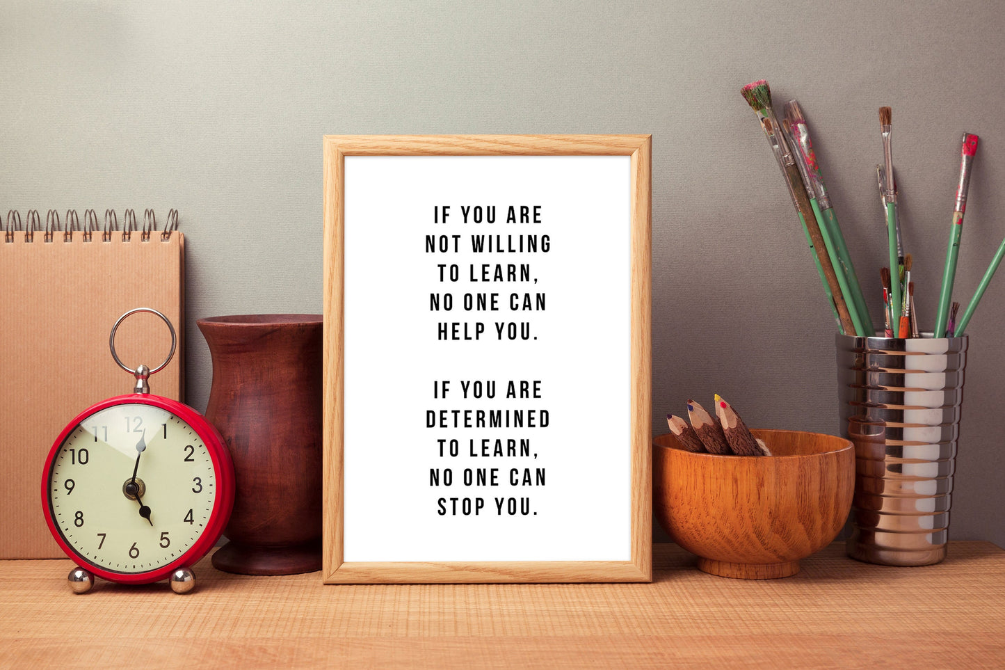Learn (White), Motivational Quote, Poster Print, Home Decor