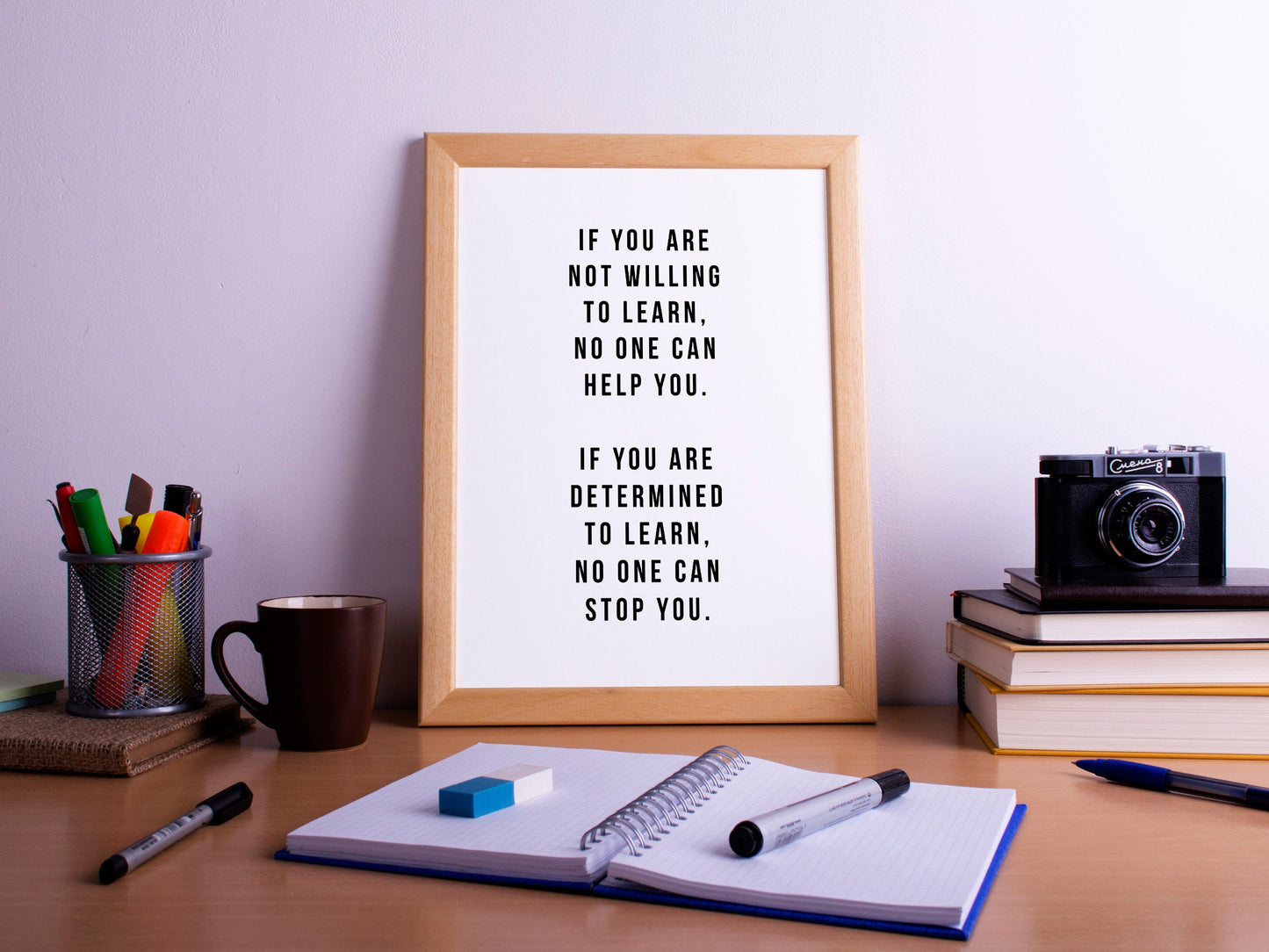 Learn (White), Motivational Quote, Poster Print, Home Decor