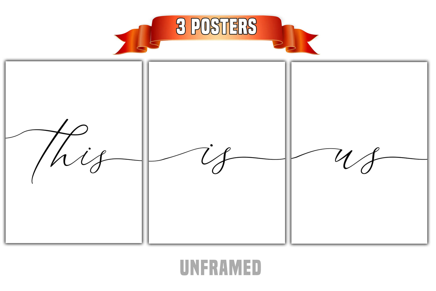 This Is Us, Set of 3 Poster Prints, Motivational Quotes, Home Wall Decor, Typography Art, Multiple Sizes