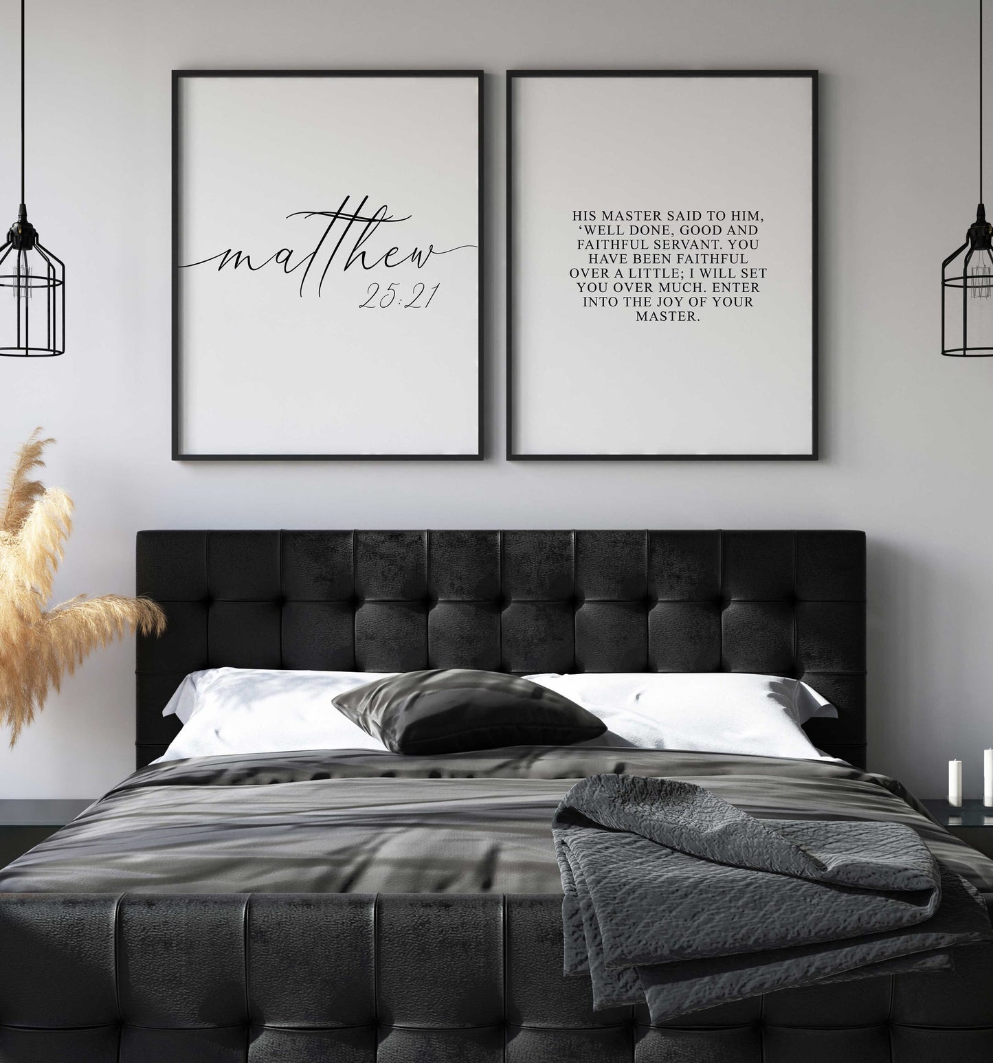 Matthew 25:21, Bible Verse Quotes, Set of 2 Poster Prints, Multiple Sizes, Home Wall Art Decor