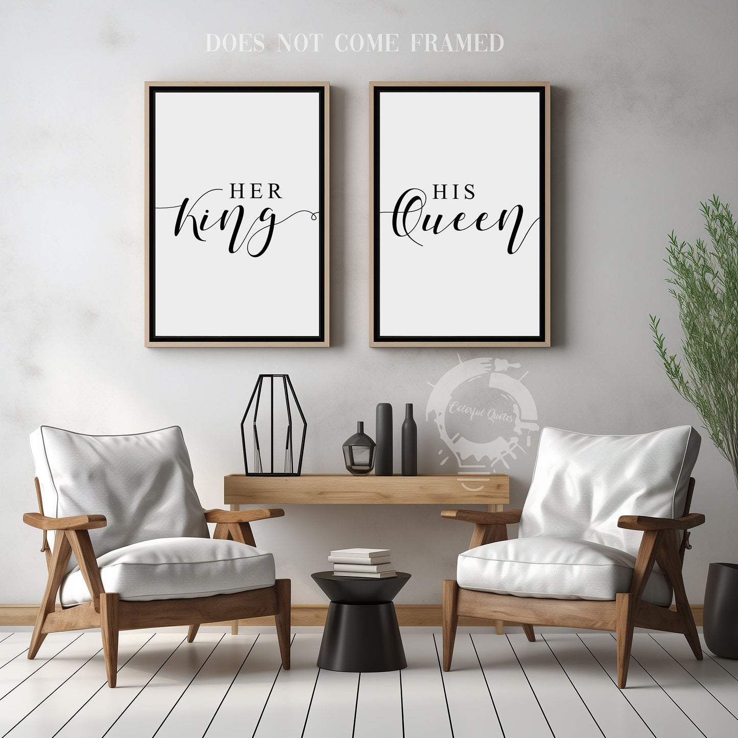 Her King His Queen, King and Queen, Set of 2 Prints, Minimalist Art, Typography Art, Wall Art, Multiple Sizes, Home Wall Art Decor
